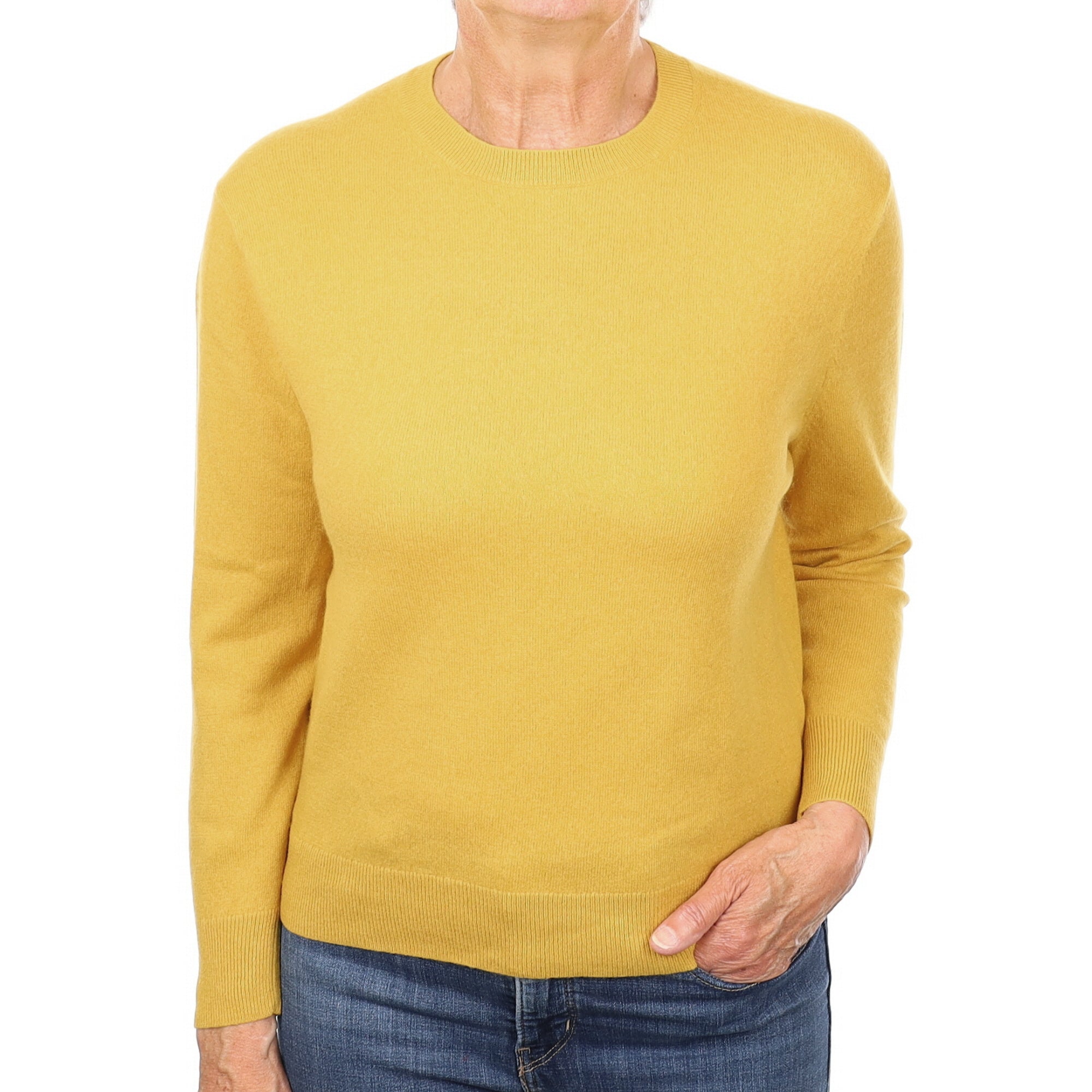 Mustard Yellow Cashmere Crew Neck Jumper Medium