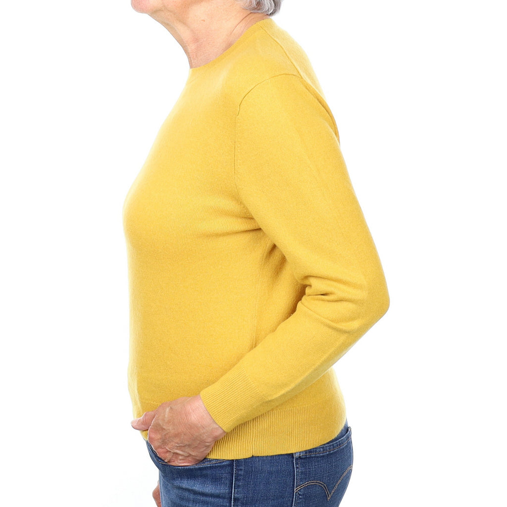 Mustard Yellow Cashmere Crew Neck Jumper Medium