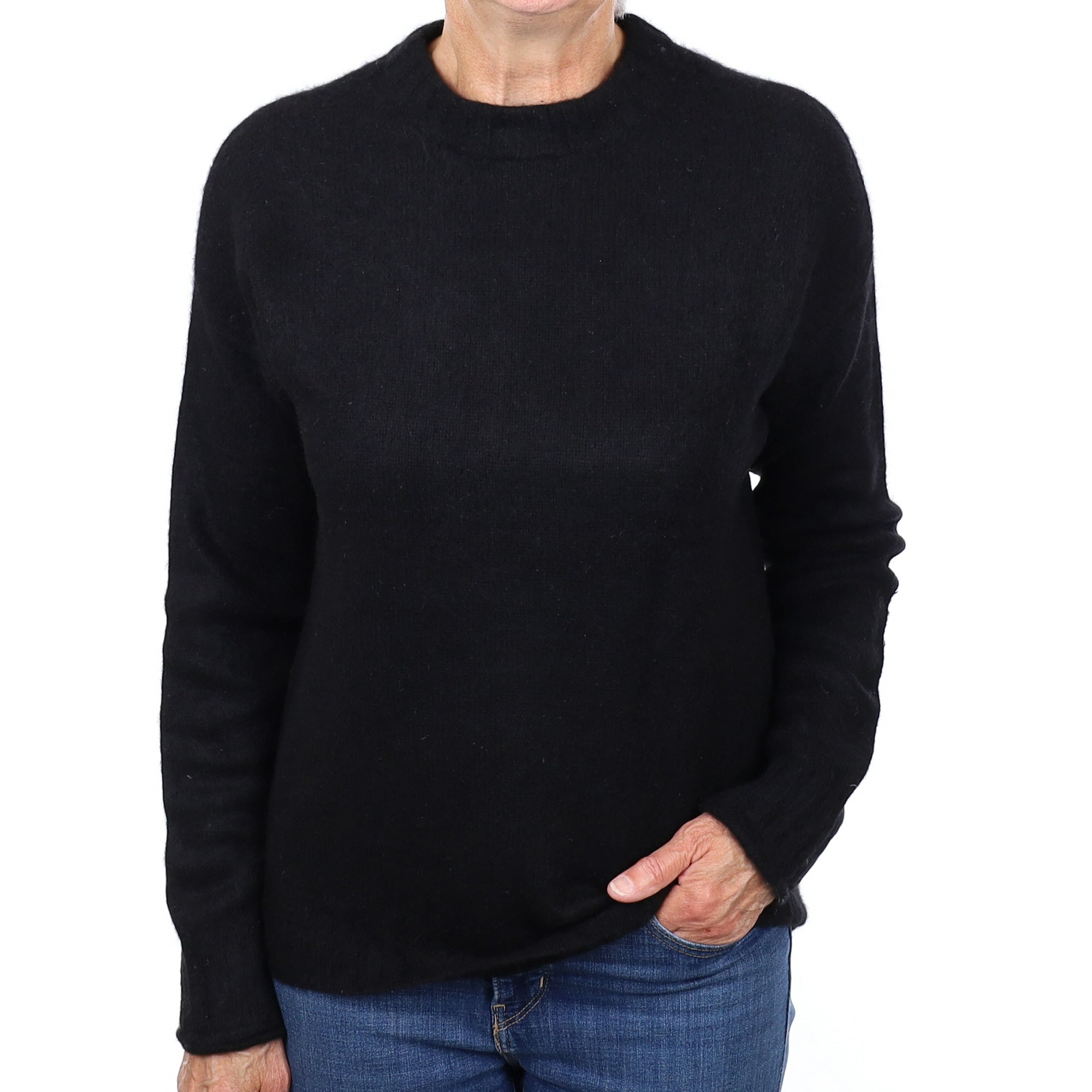 Jigsaw Black Chunky Cashmere Crew Neck Jumper Medium