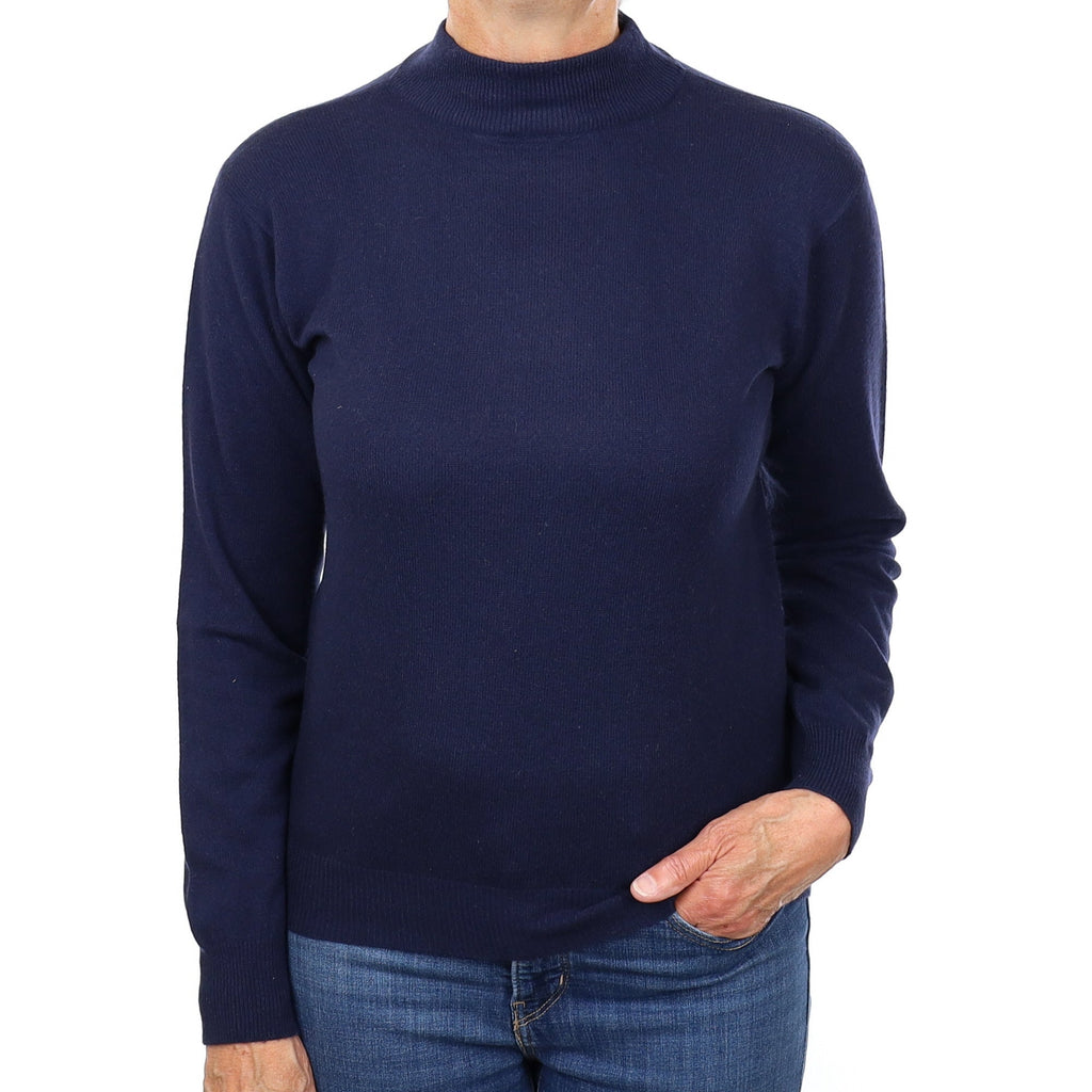 Navy Cashmere Turtleneck Jumper Medium