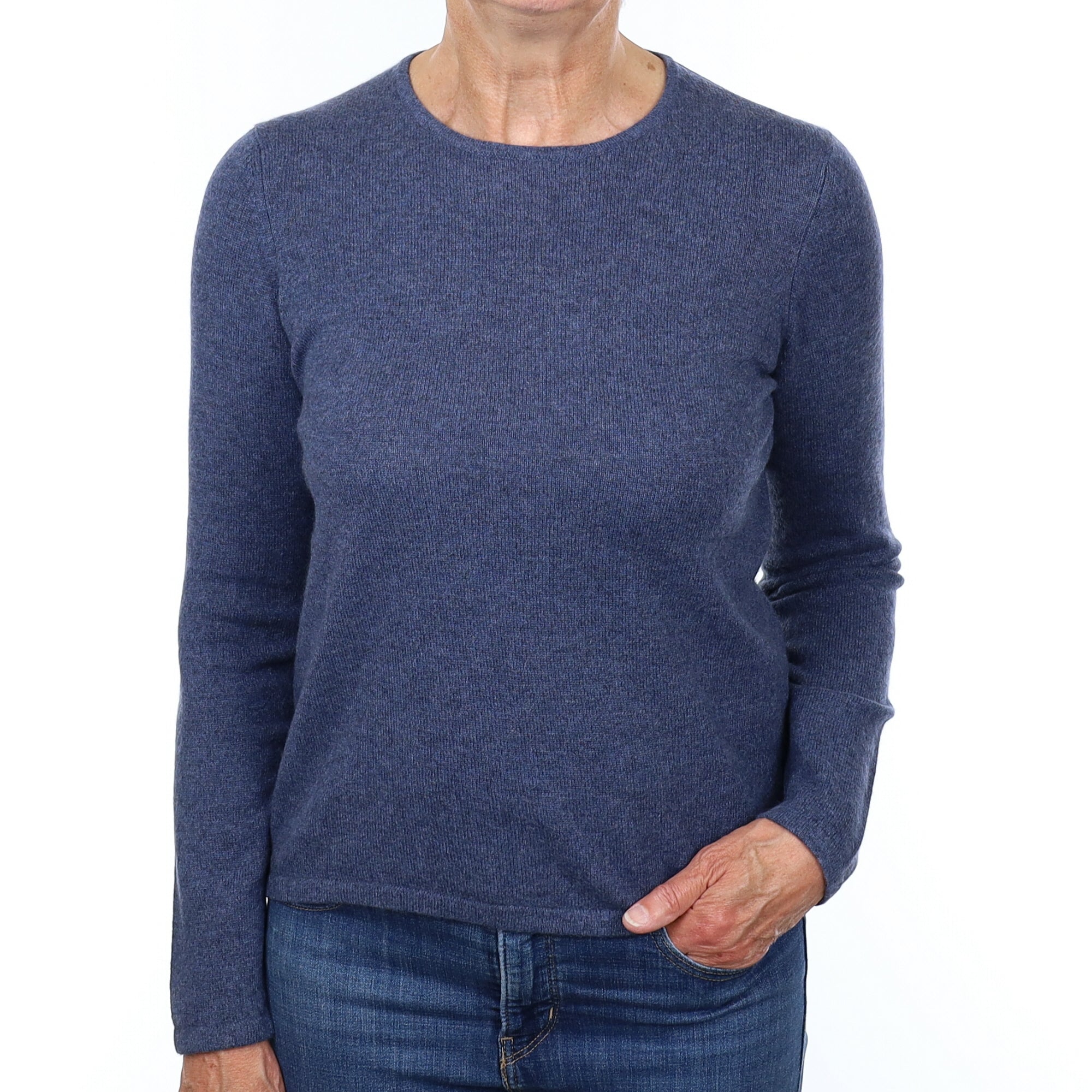 Naval Blue Cashmere Crew Neck Jumper Medium