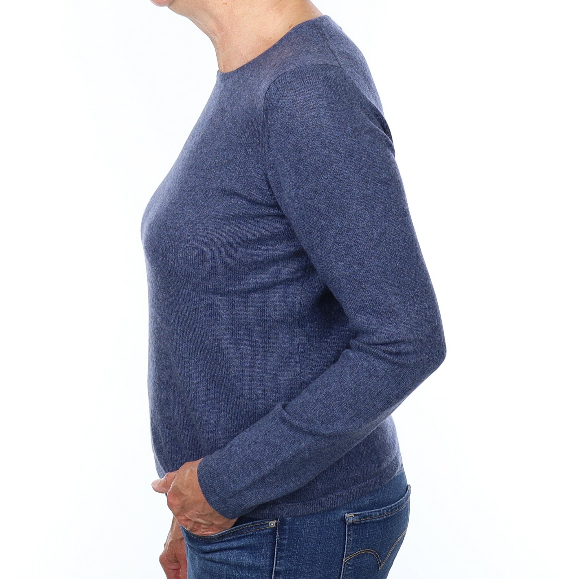 Naval Blue Cashmere Crew Neck Jumper Medium