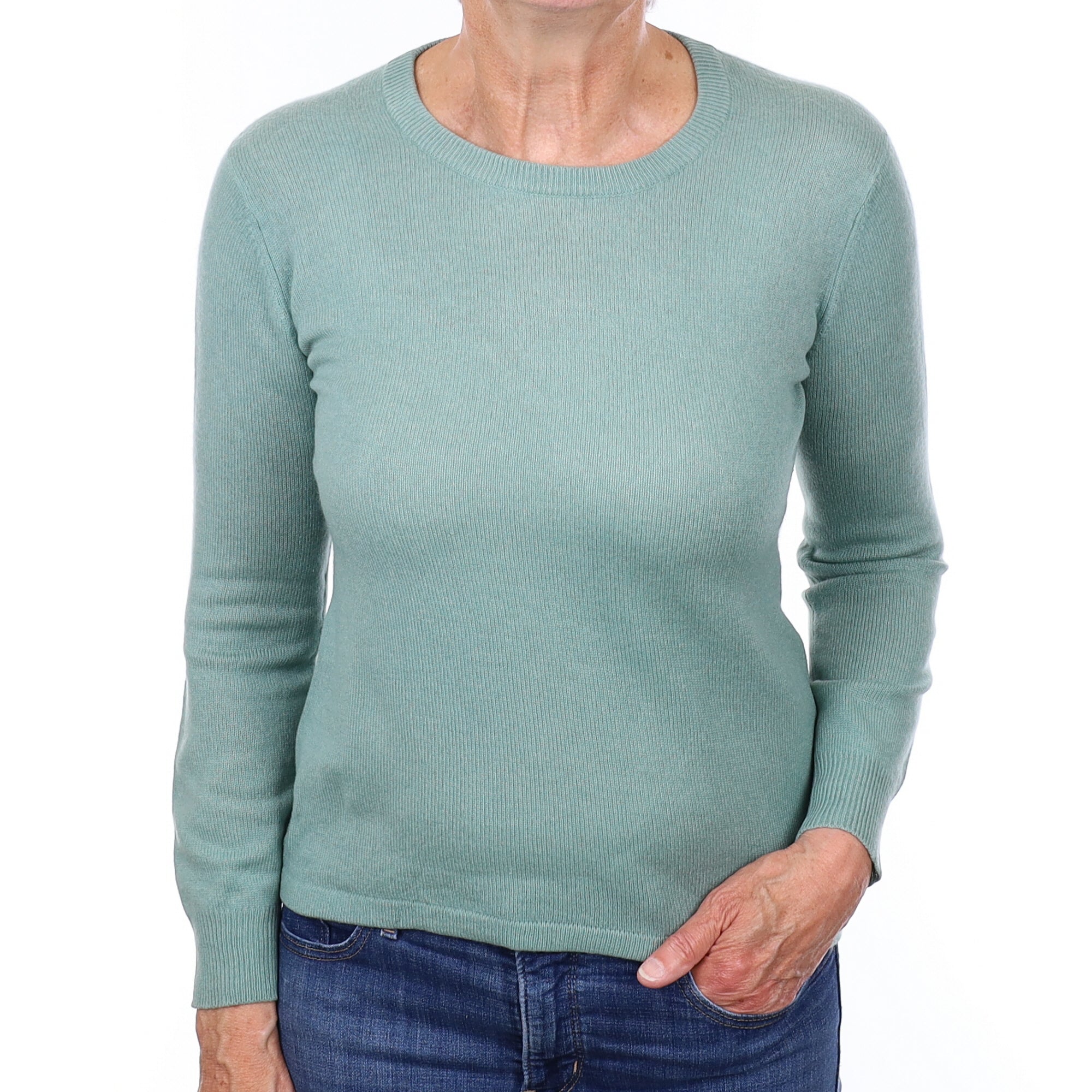 Sea Foam Green Cashmere Crew Neck Jumper Medium