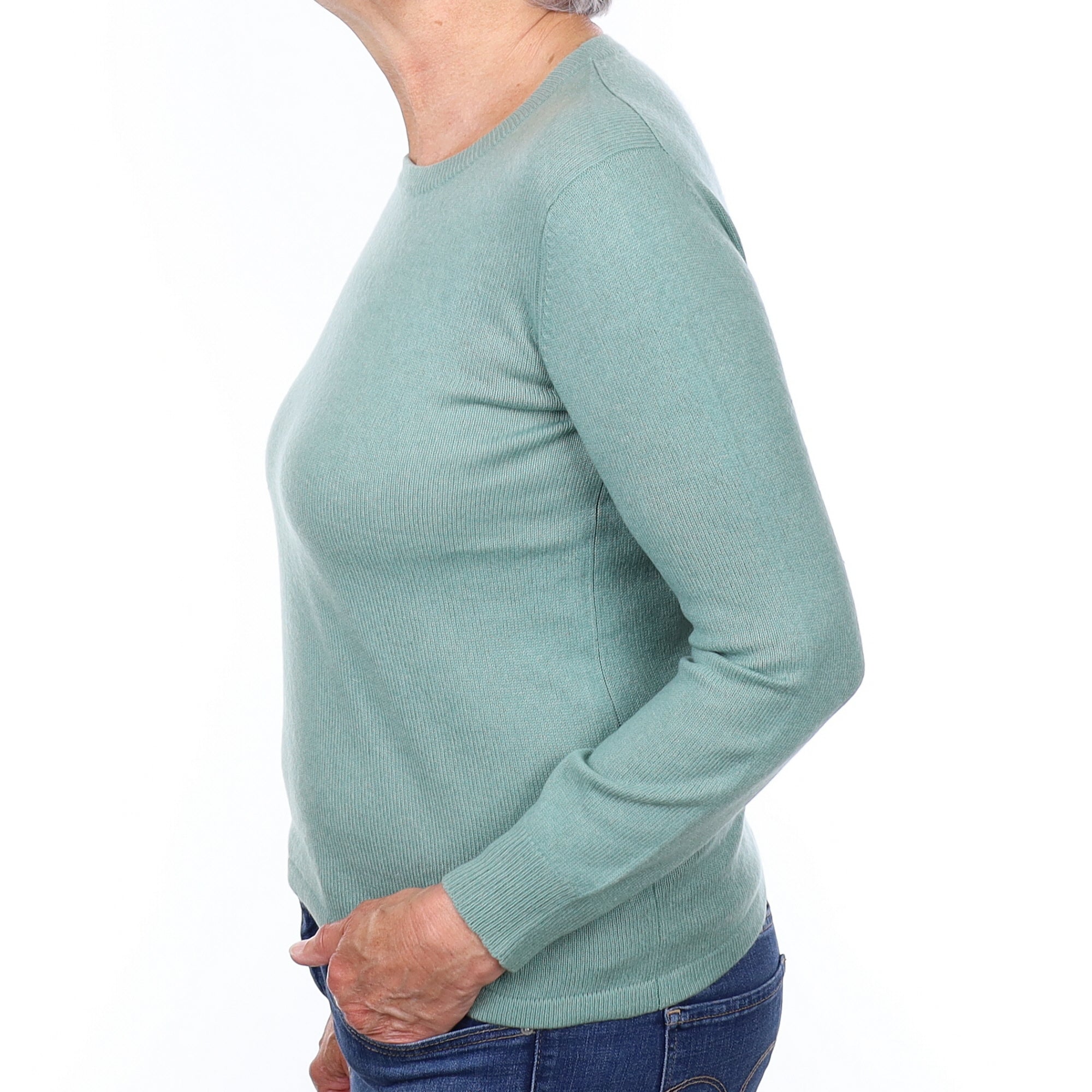 Sea Foam Green Cashmere Crew Neck Jumper Medium