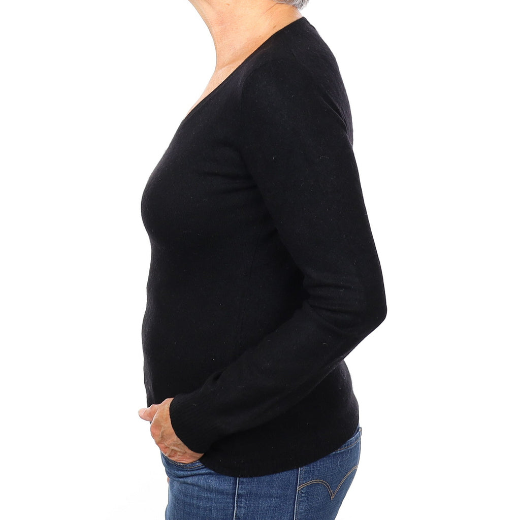 Black Cashmere V Neck Jumper Medium