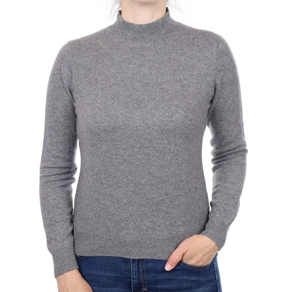 Ash Grey Cashmere Turtle Neck Jumper Small