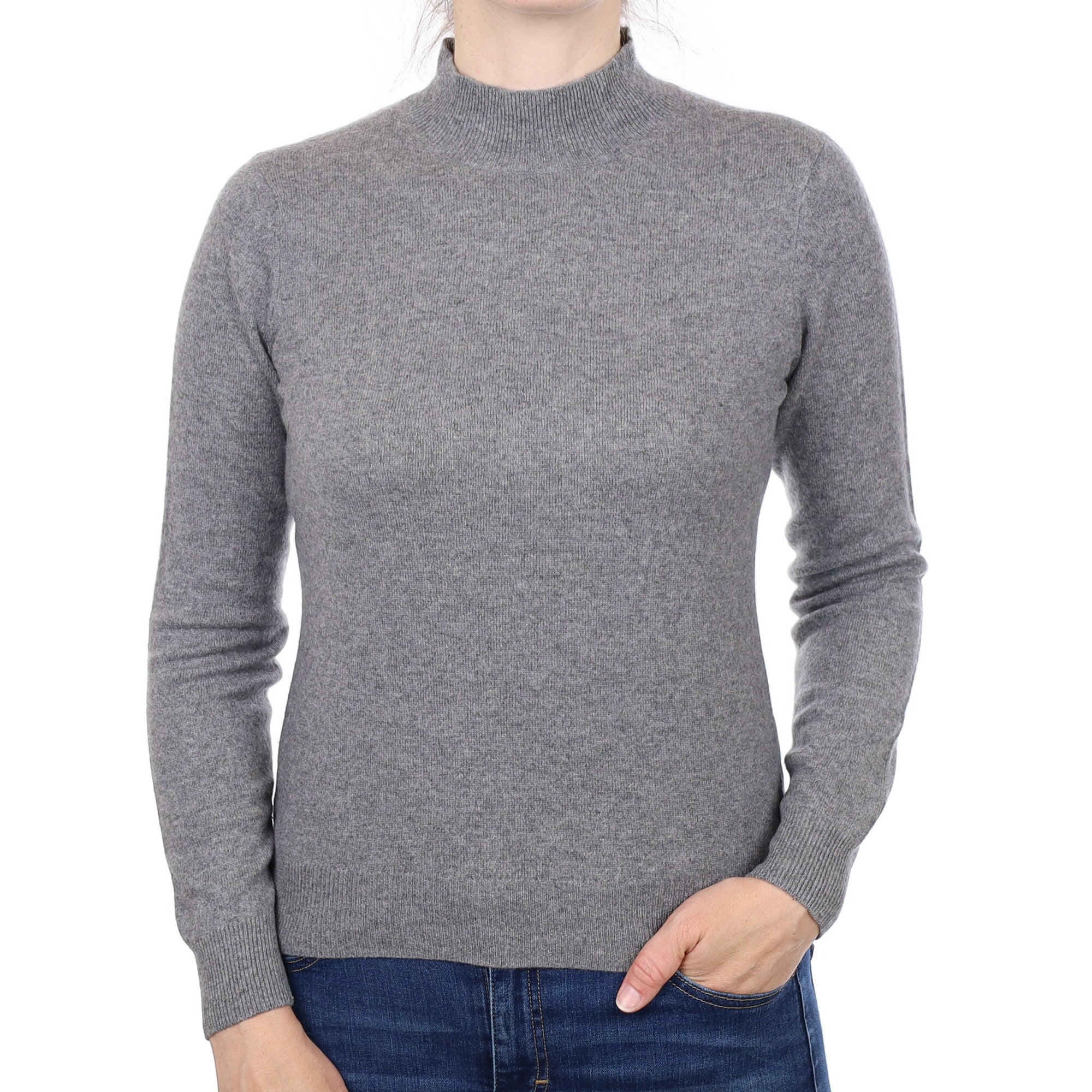 Ash Grey Cashmere Turtle Neck Jumper Small
