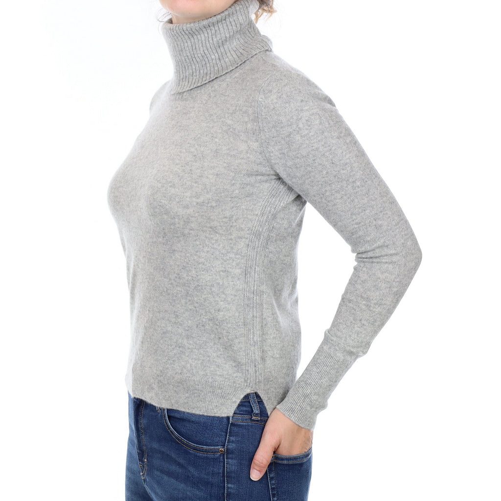 Smoke Grey Cashmere Polo Neck Jumper Small