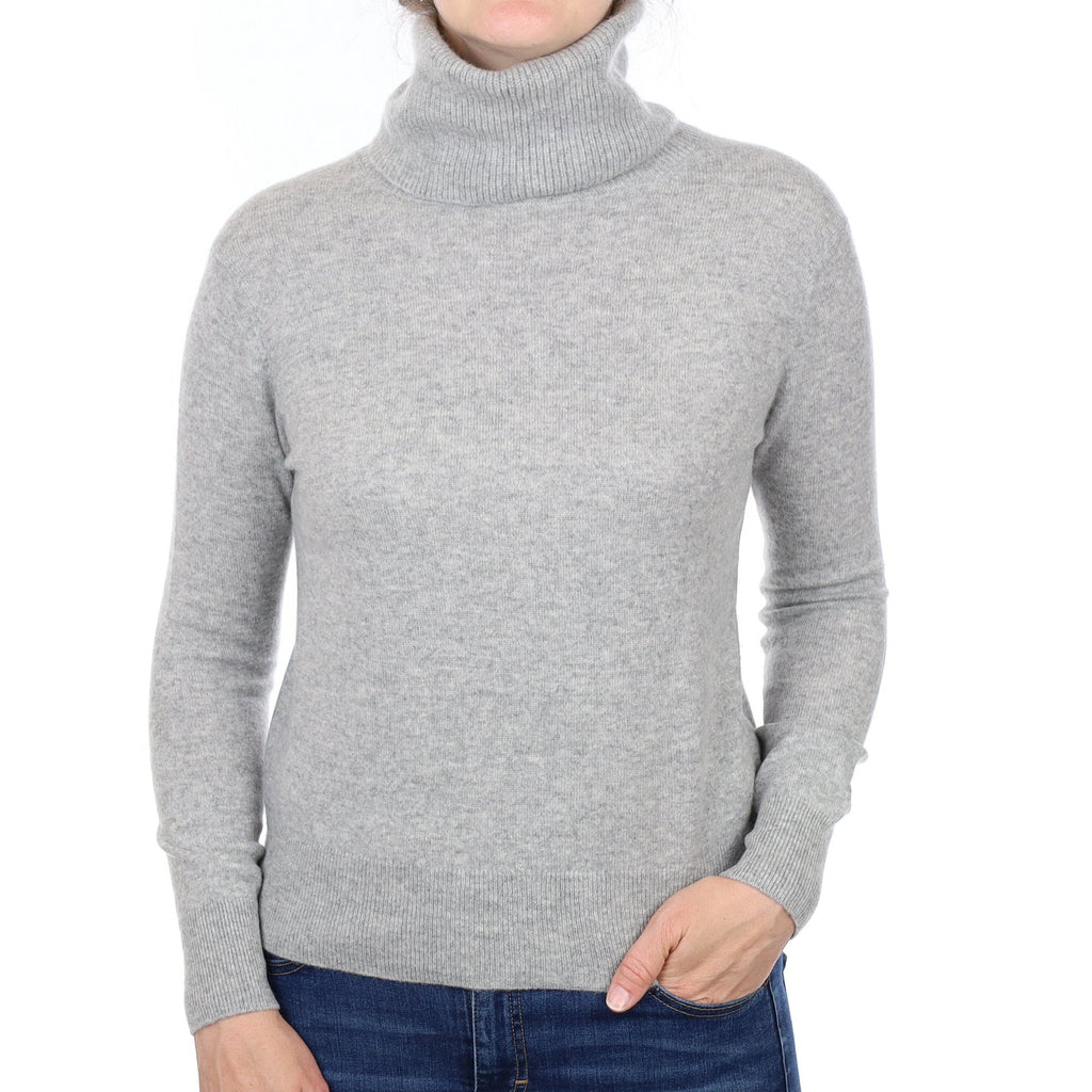 Smoke Grey Cashmere Polo Neck Jumper Small