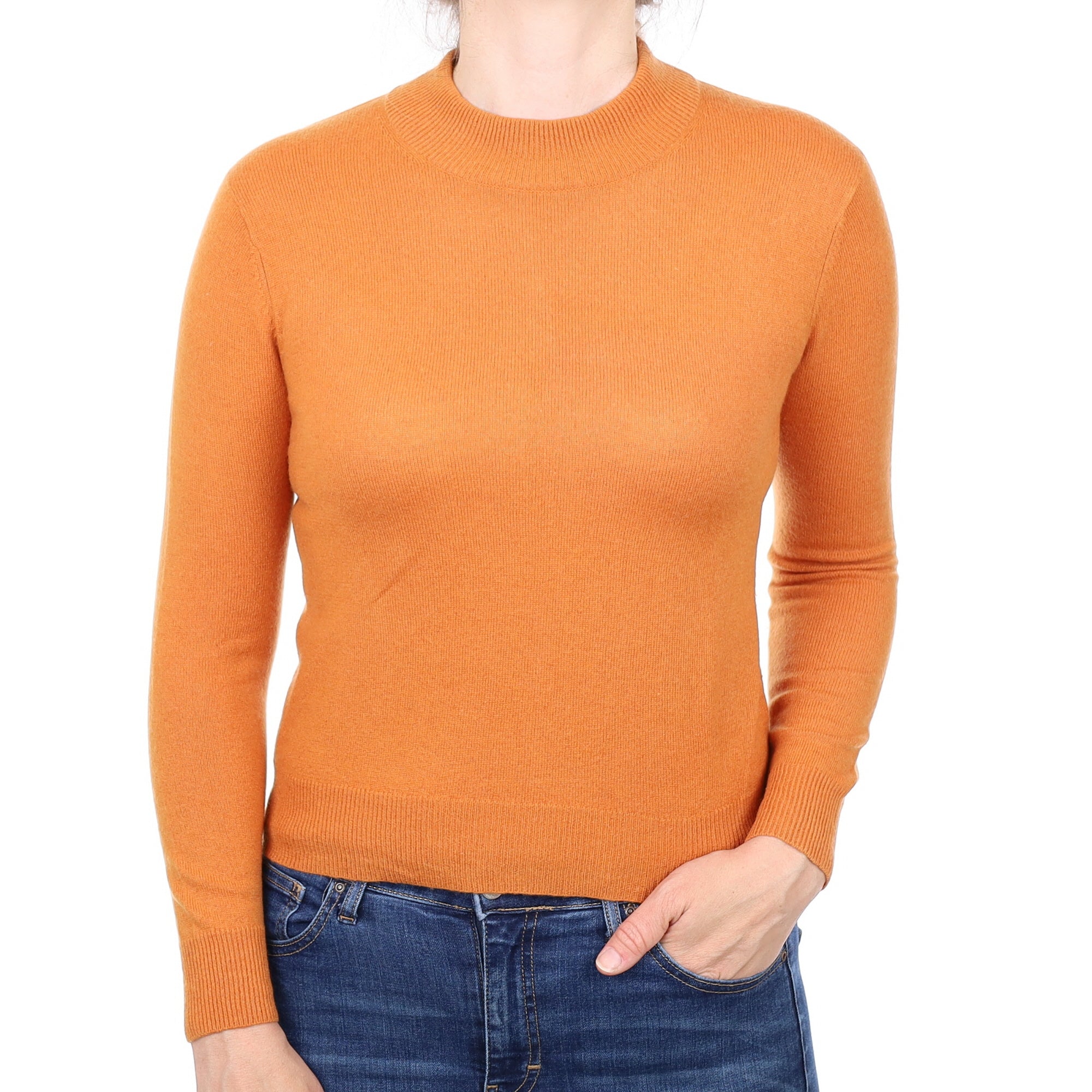 Pumpkin Orange Cashmere Turtle Neck Jumper Small