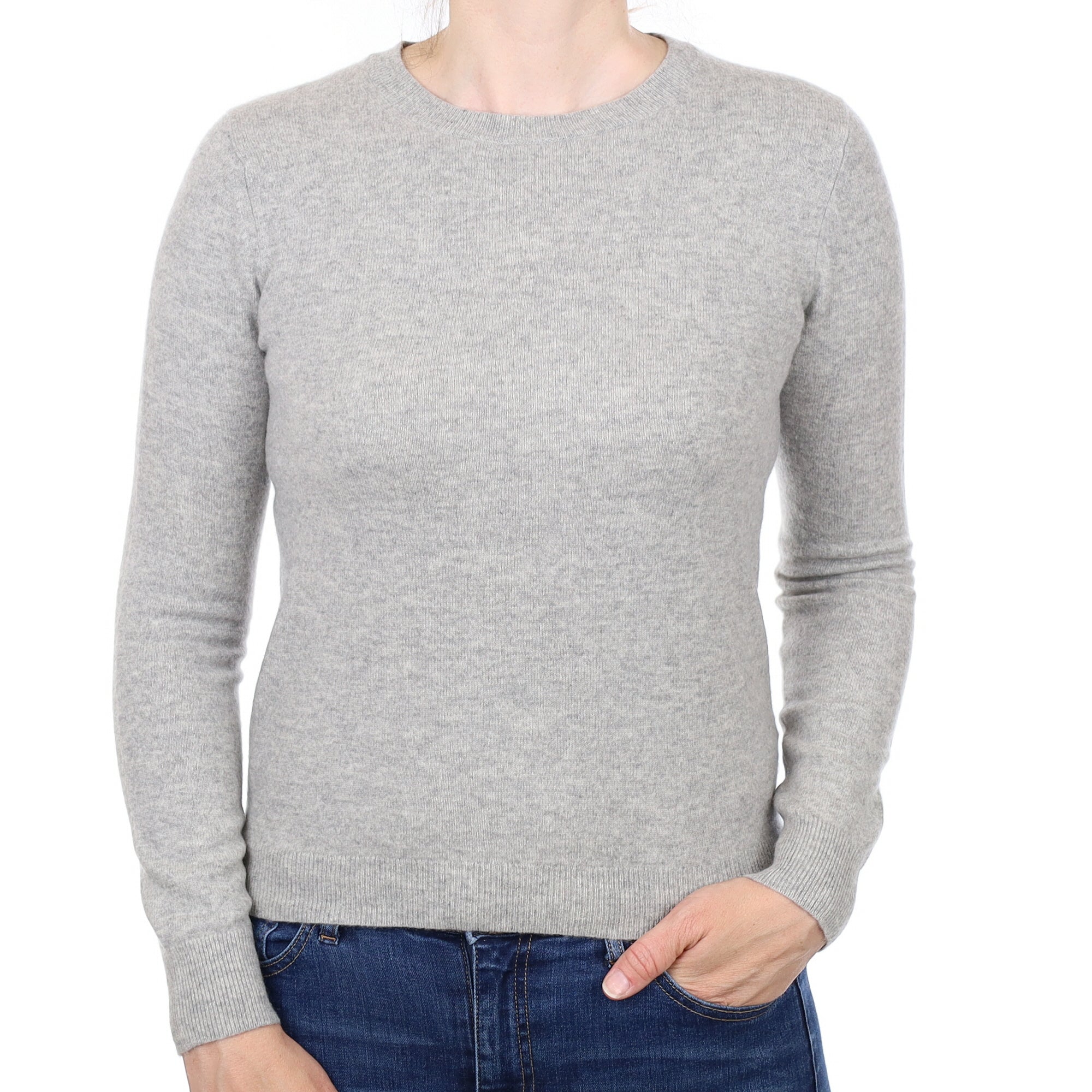 Smoke Grey Cashmere Crew Neck Jumper Small