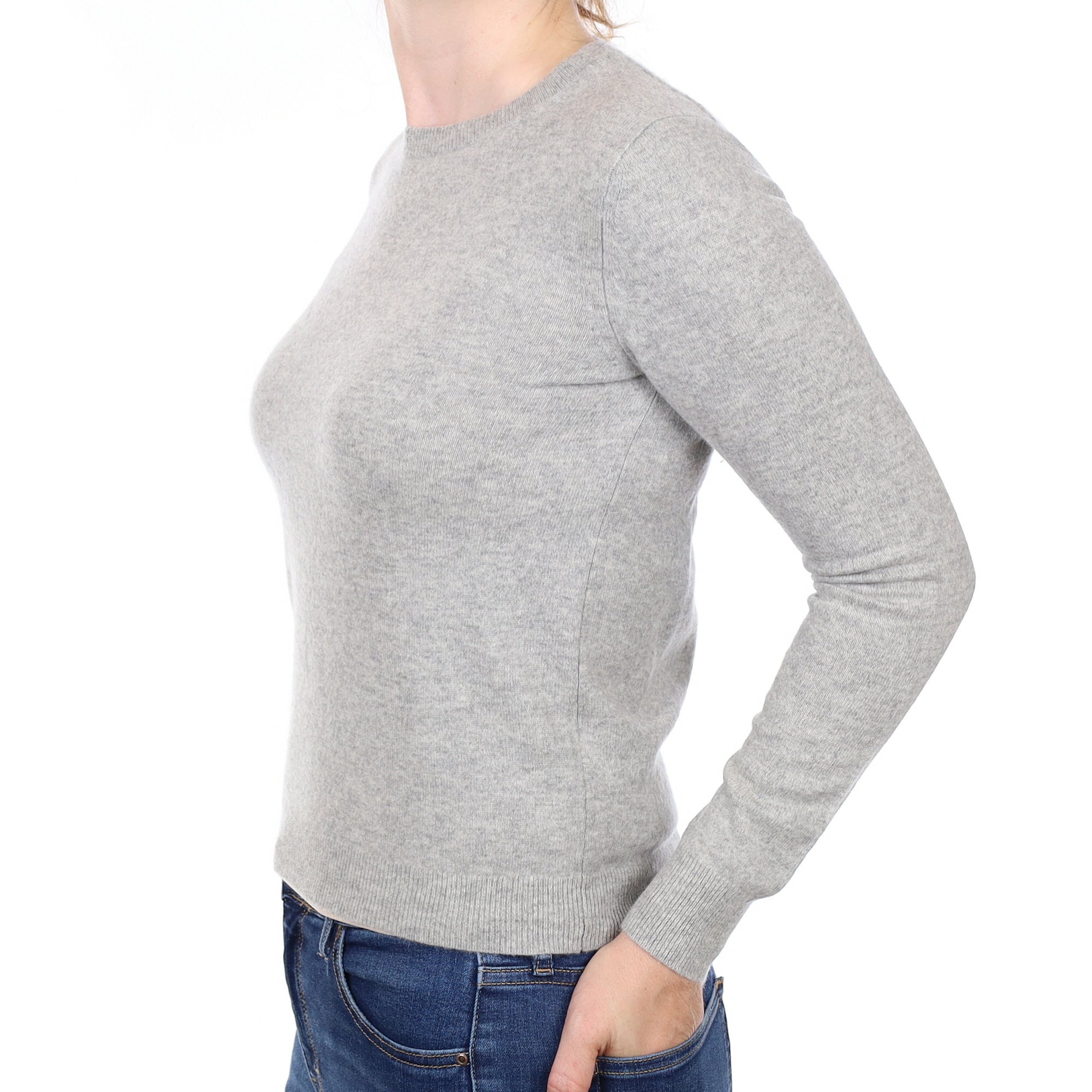Smoke Grey Cashmere Crew Neck Jumper Small
