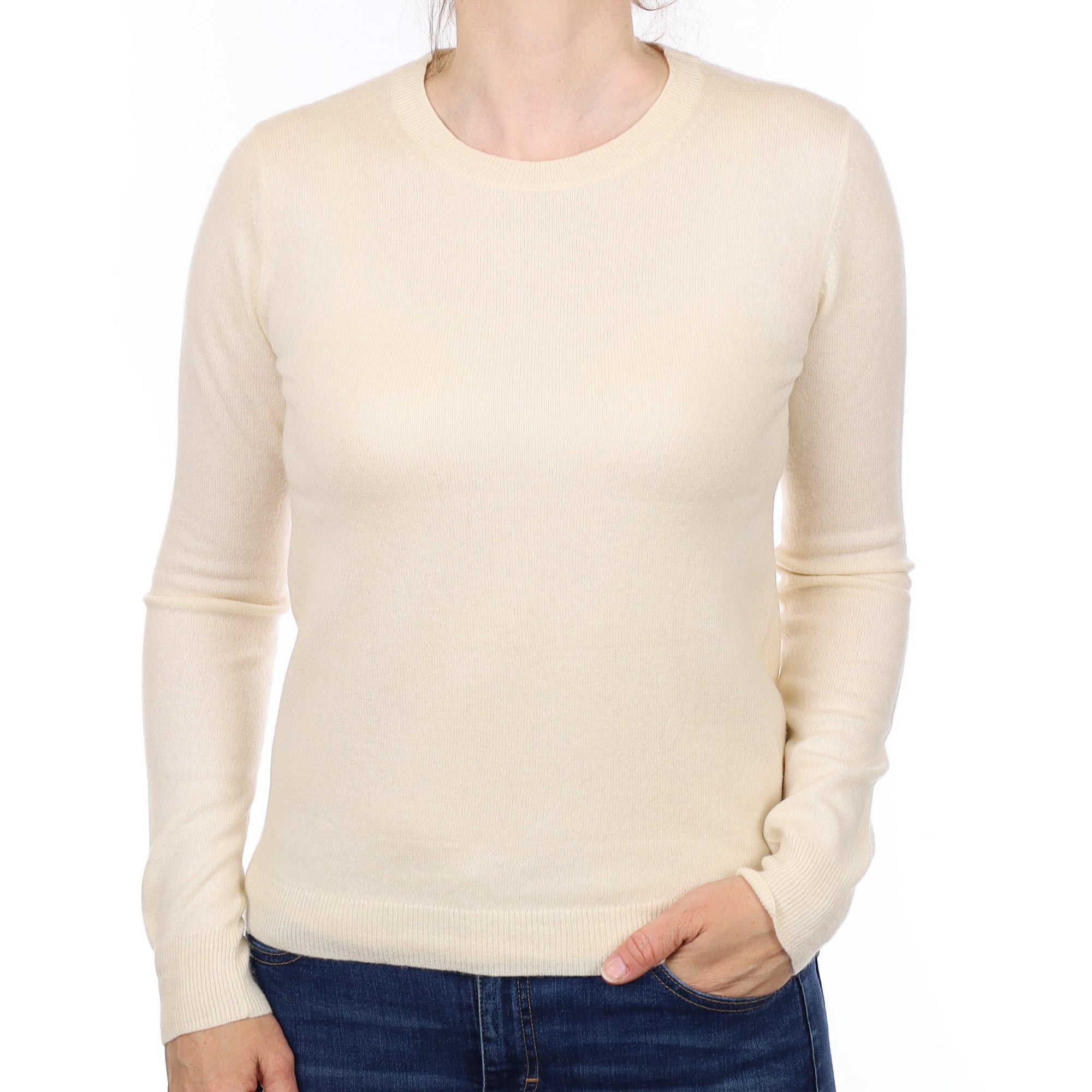 Ivory Cashmere Crew Neck Jumper Small