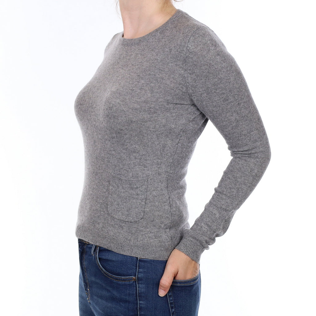 Ash Grey Cashmere Crew Neck Jumper  Small