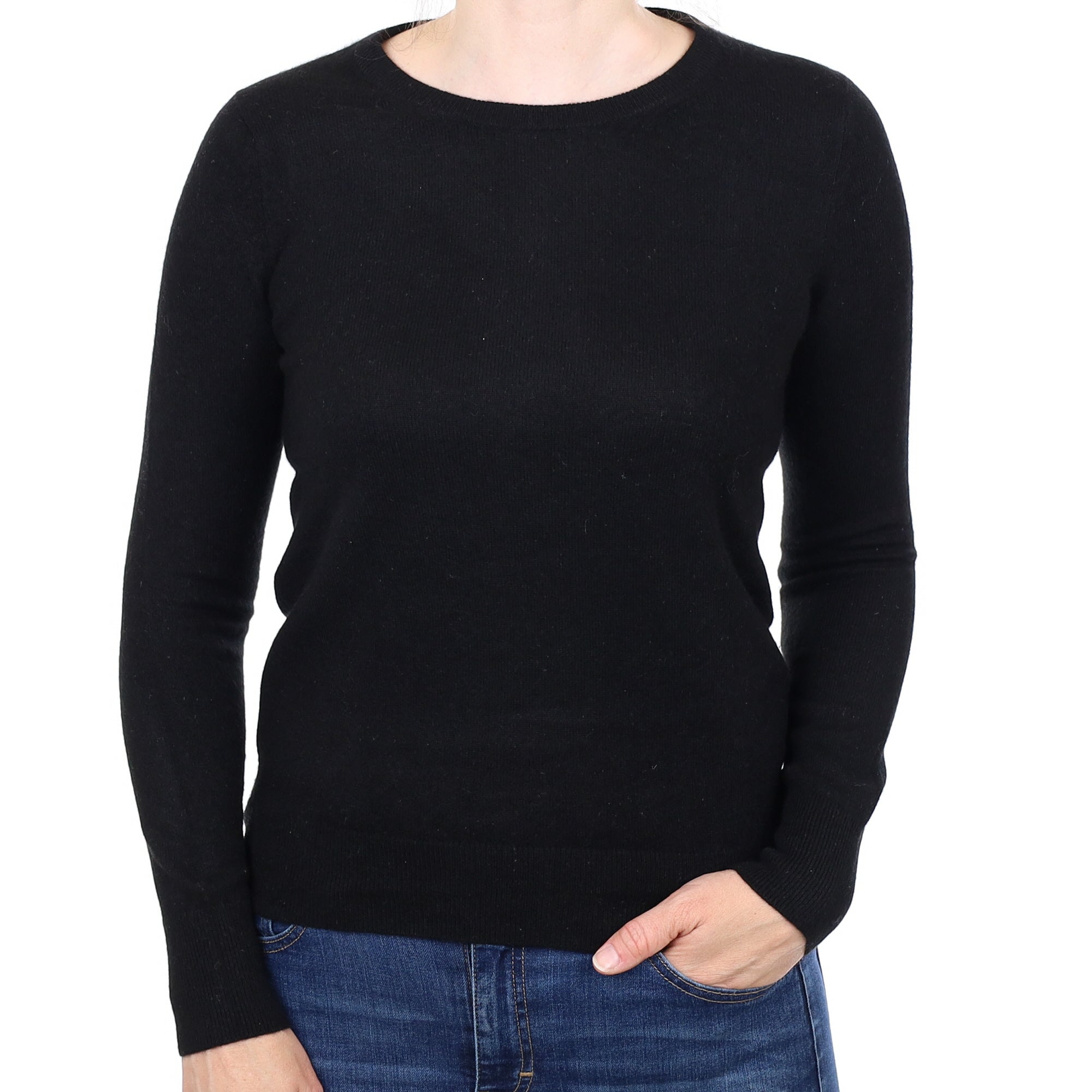 Black Cashmere Crew Neck Jumper Small