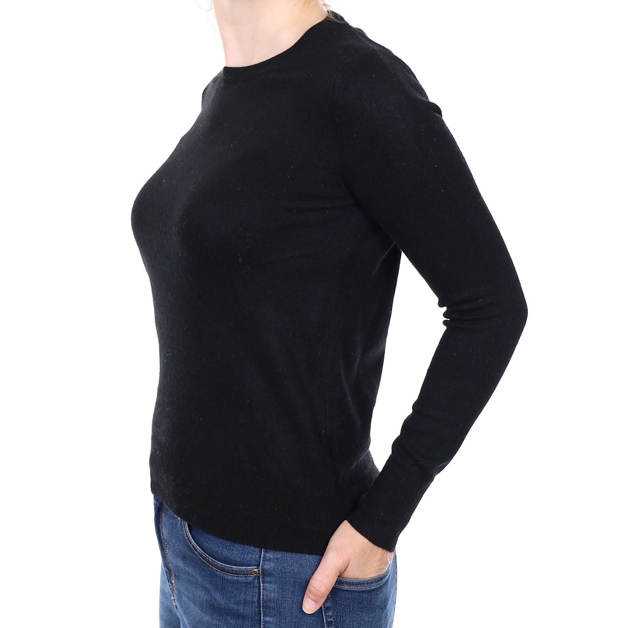 Black Cashmere Crew Neck Jumper Small