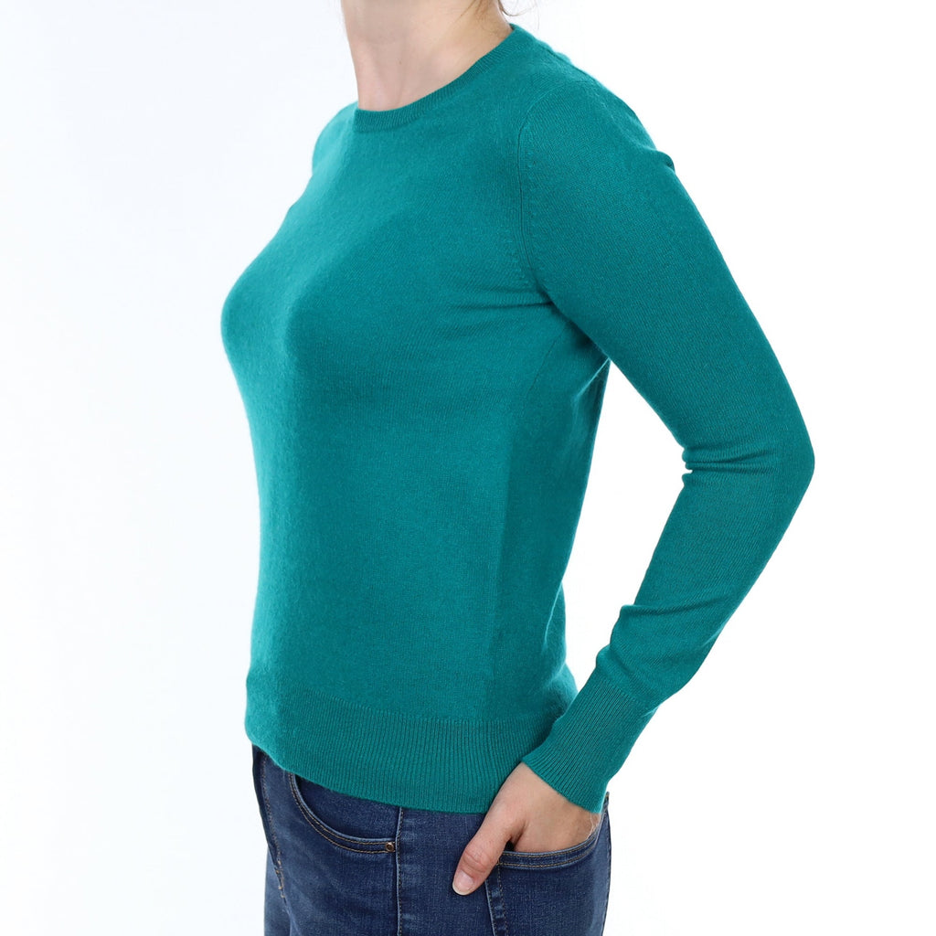 Deep Sea Green Cashmere Crew Neck Jumper Small