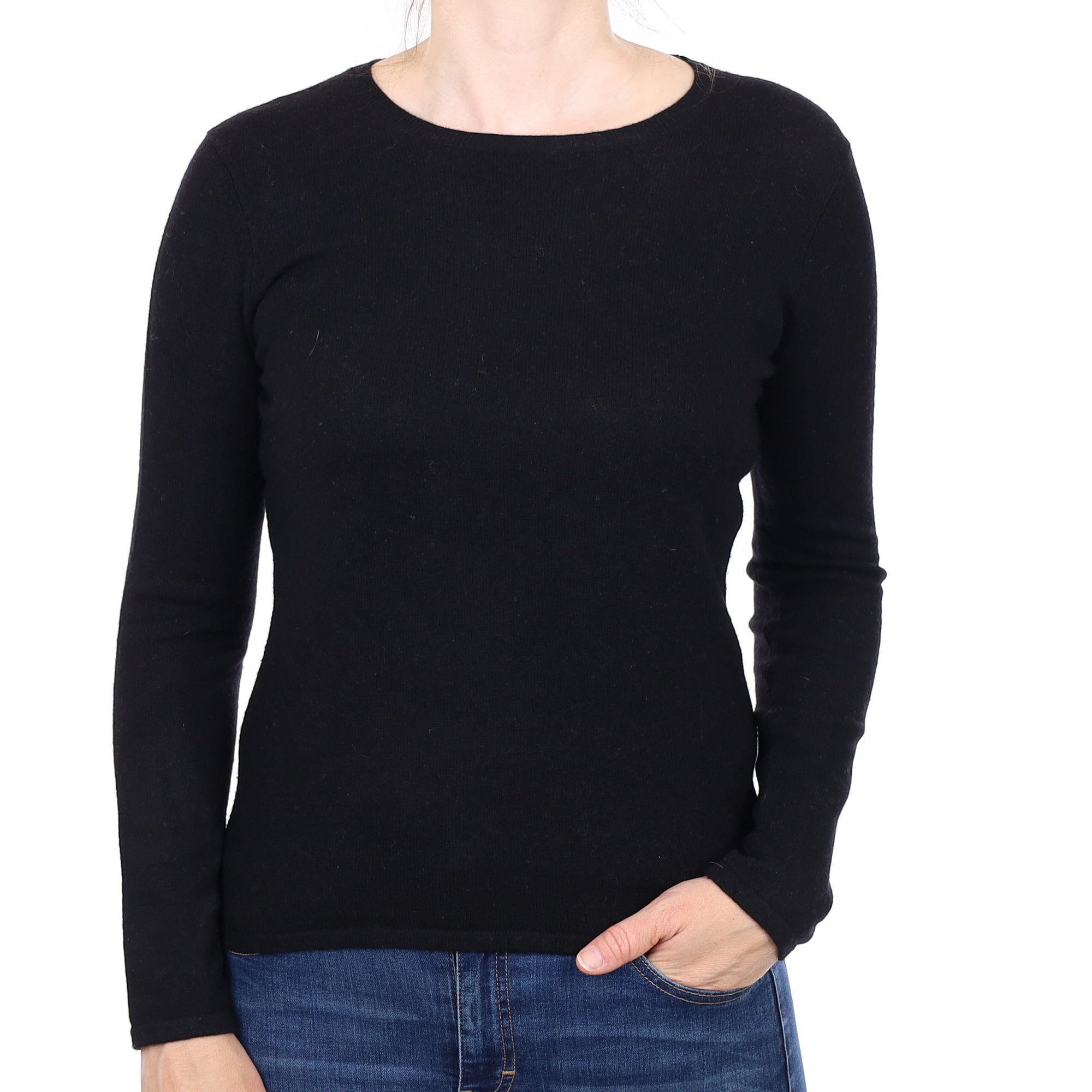Black Cashmere Crew Neck Jumper Small