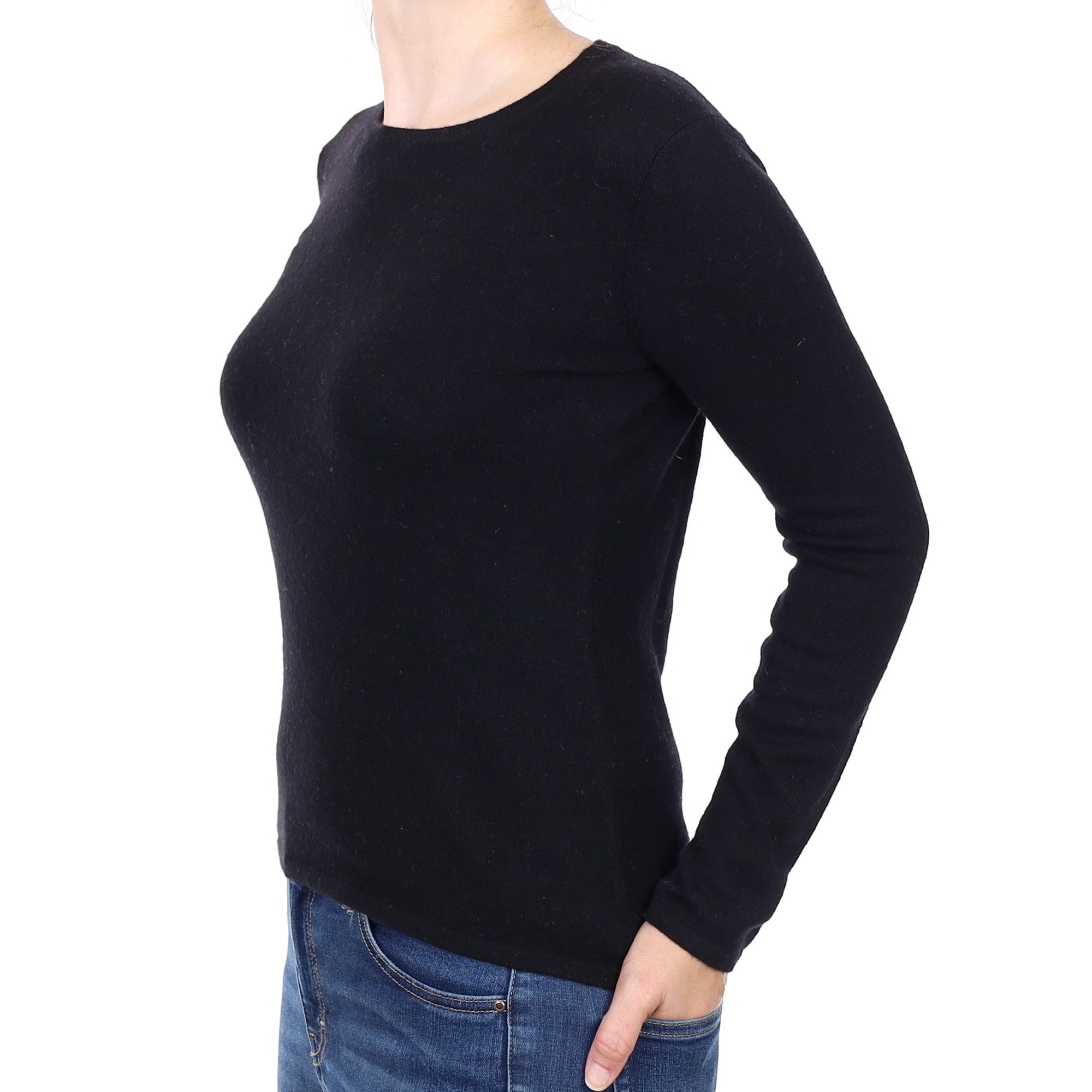 Black Cashmere Crew Neck Jumper Small