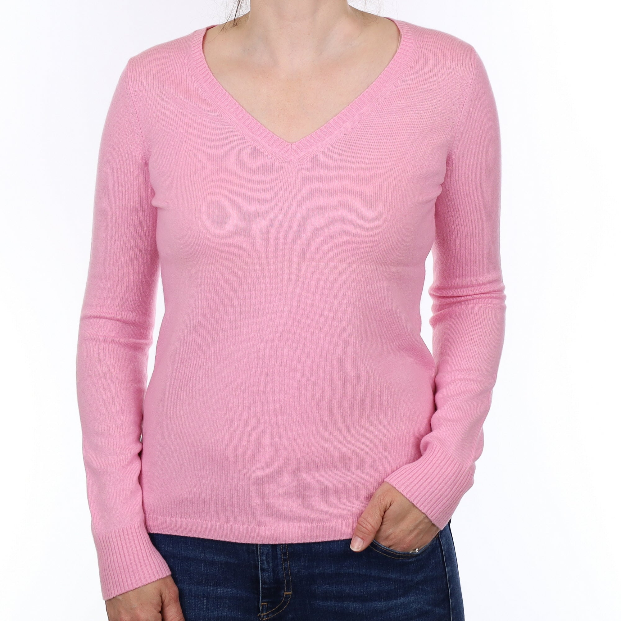 Sugarmouse Pink Cashmere V Neck Jumper Small