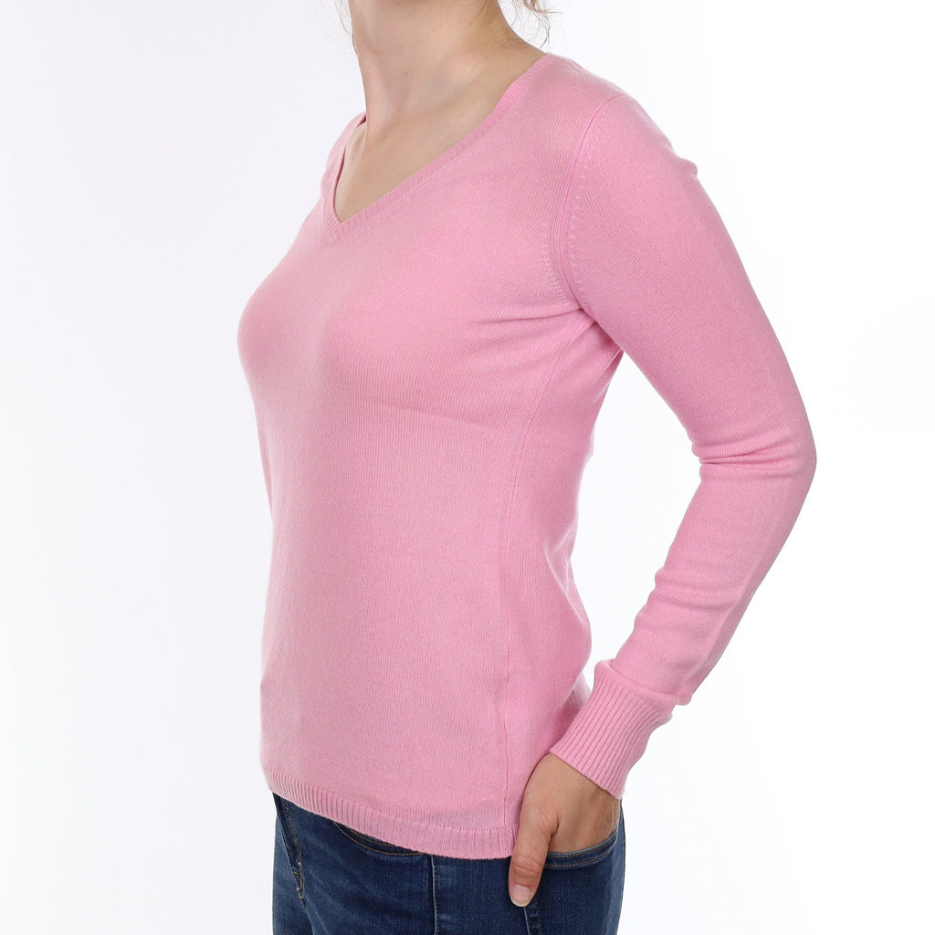 Sugarmouse Pink Cashmere V Neck Jumper Small