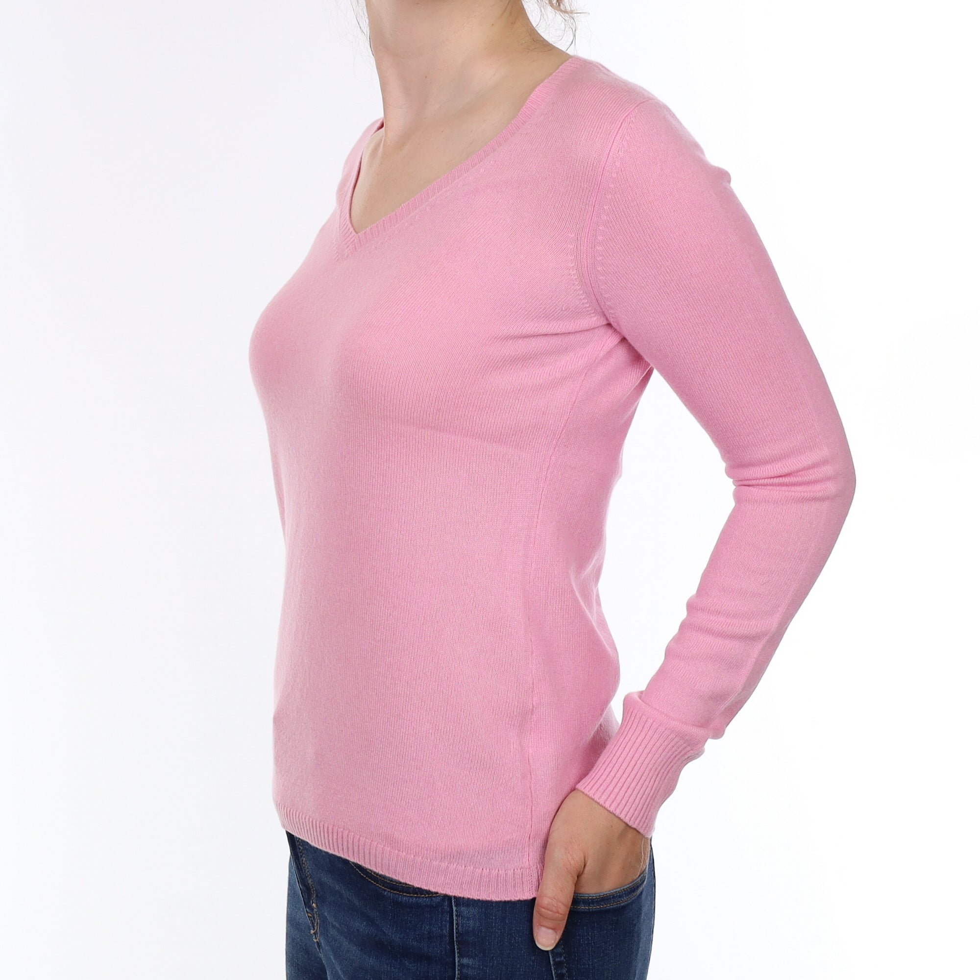 Sugarmouse Pink Cashmere V Neck Jumper Small