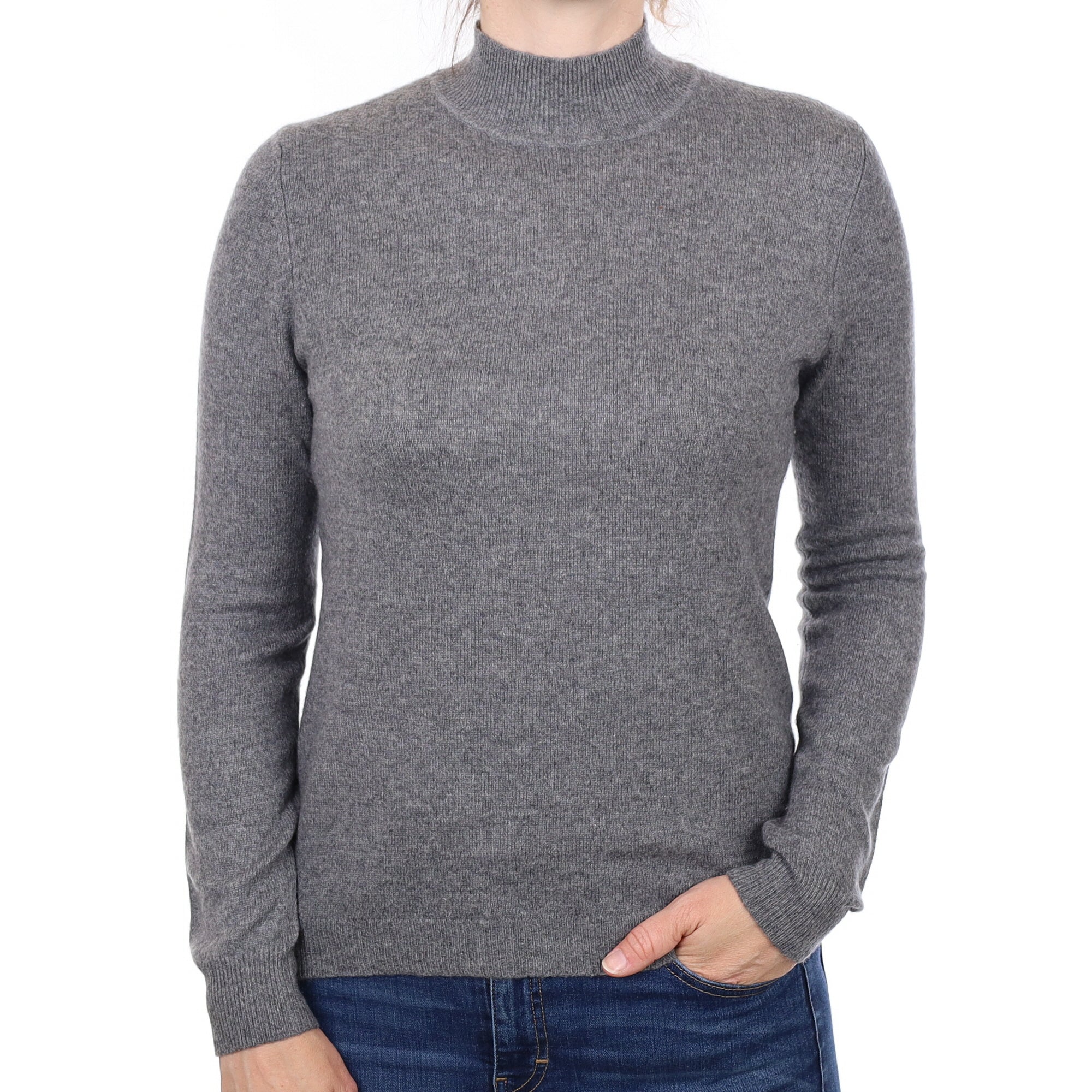 Slate Grey Cashmere Turtleneck Jumper Small