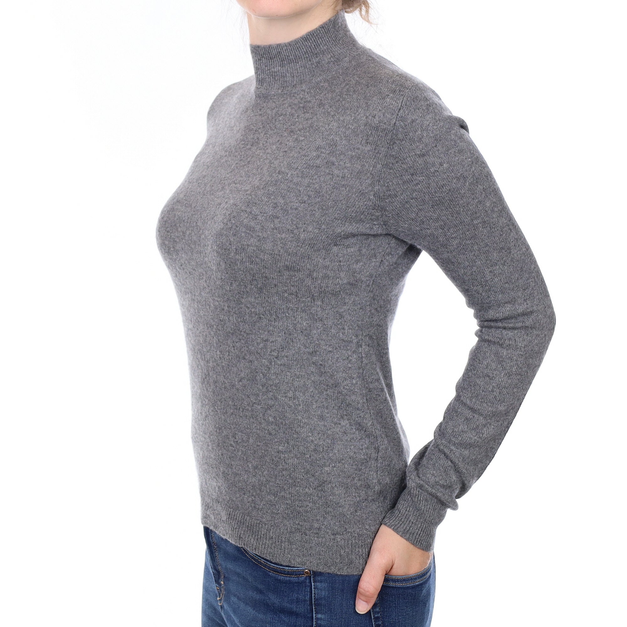 Slate Grey Cashmere Turtleneck Jumper Small