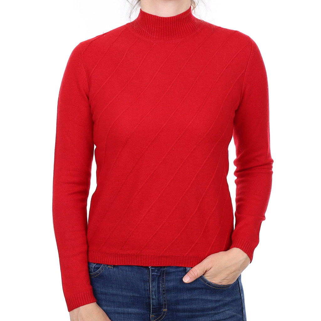 Post Box Red Textured Cashmere Turtleneck Jumper Small