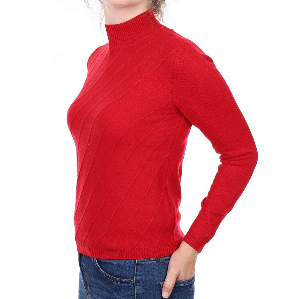Post Box Red Textured Cashmere Turtleneck Jumper Small