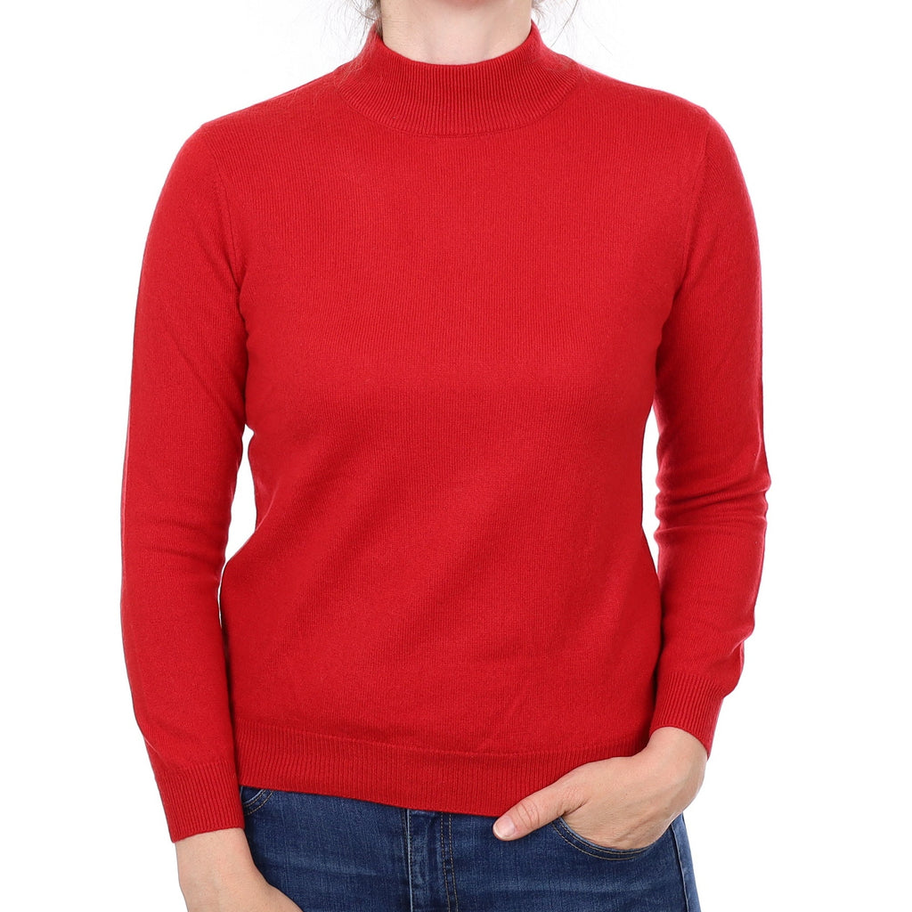 Post Box Red Cashmere Turtleneck Jumper Small