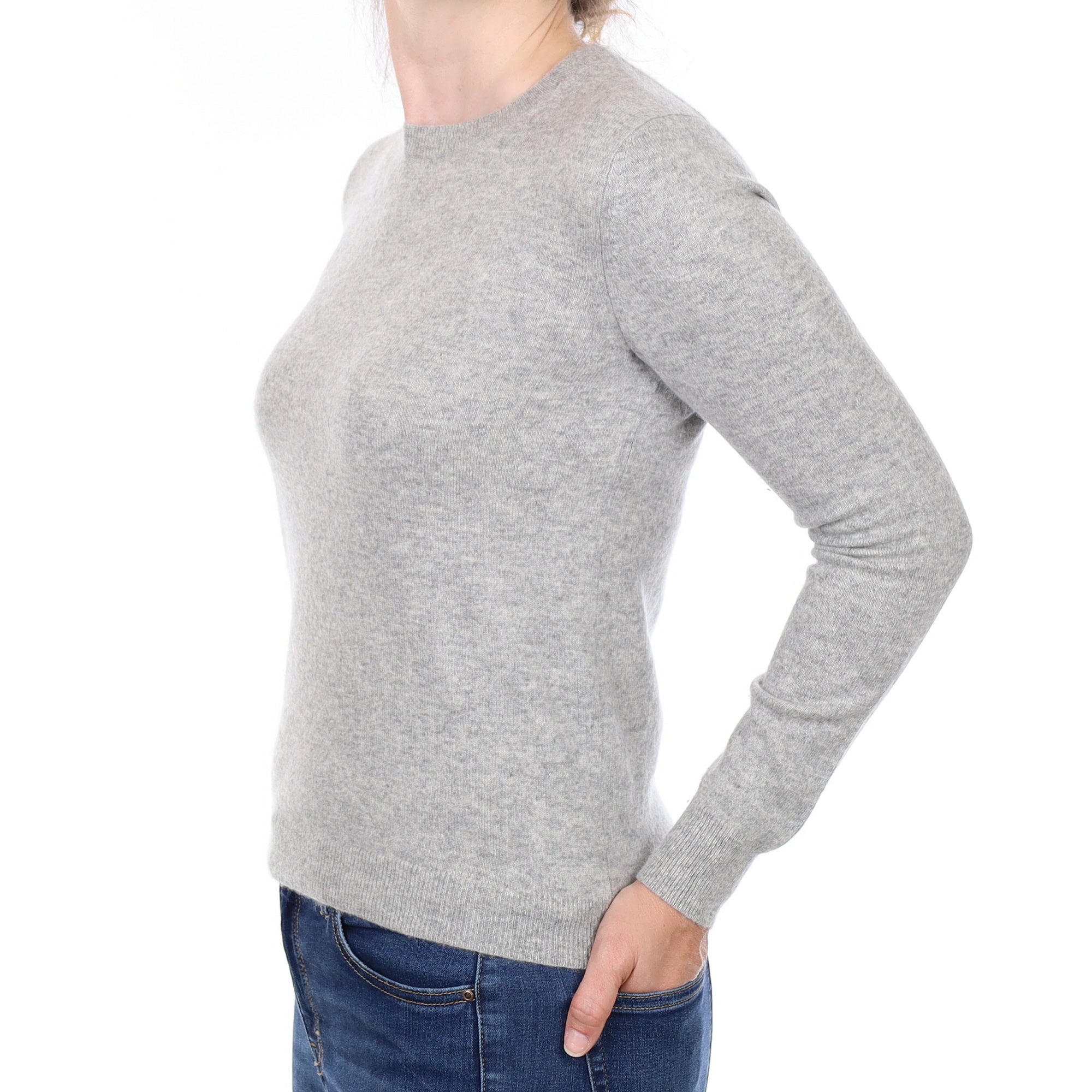Smoke Grey Cashmere Crew Neck Jumper Small