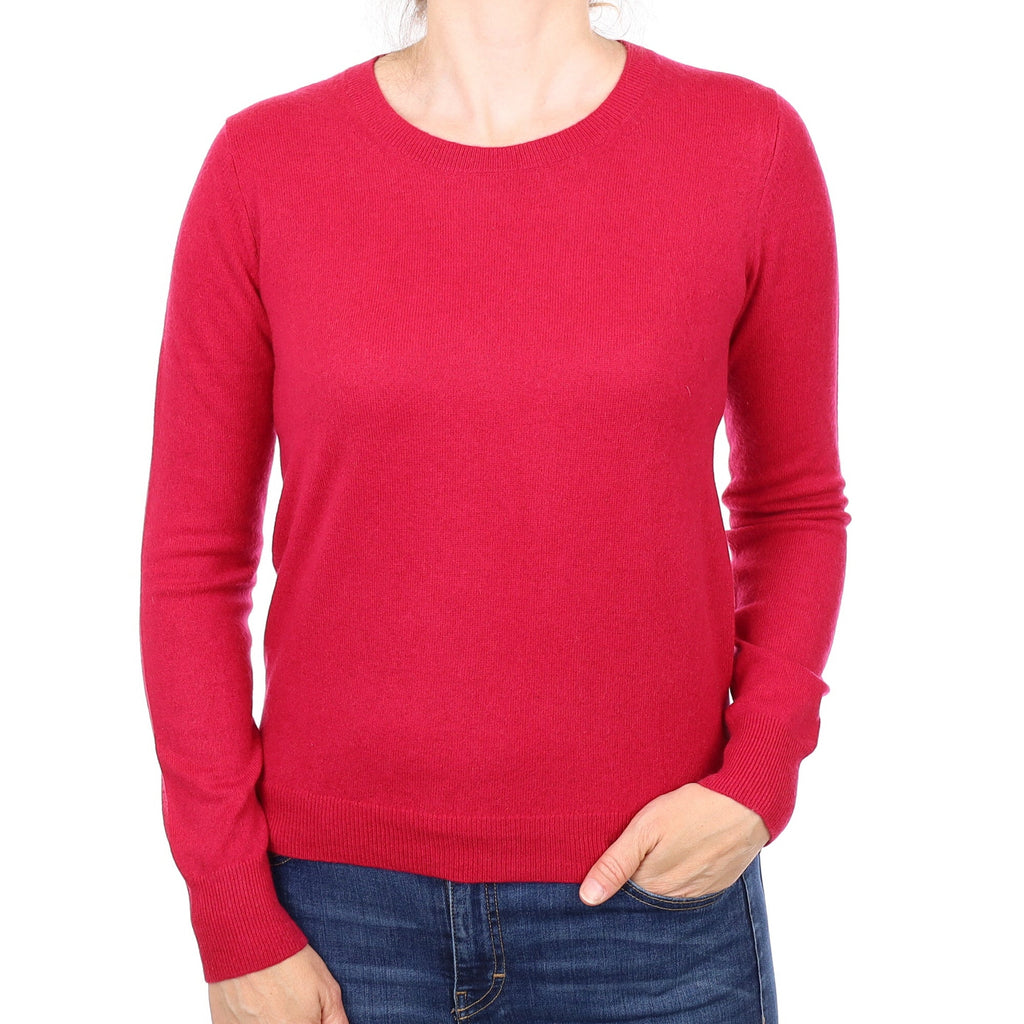 Cherry Pink Cashmere Crew Neck Jumper Small