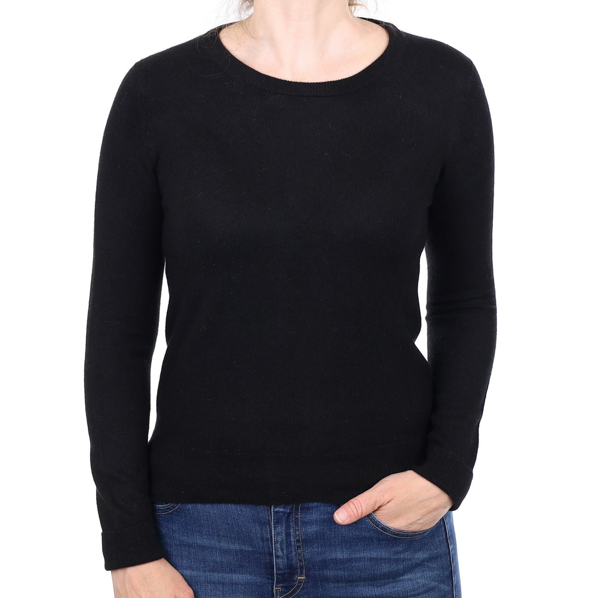 Black Cashmere Crew Neck Jumper Small