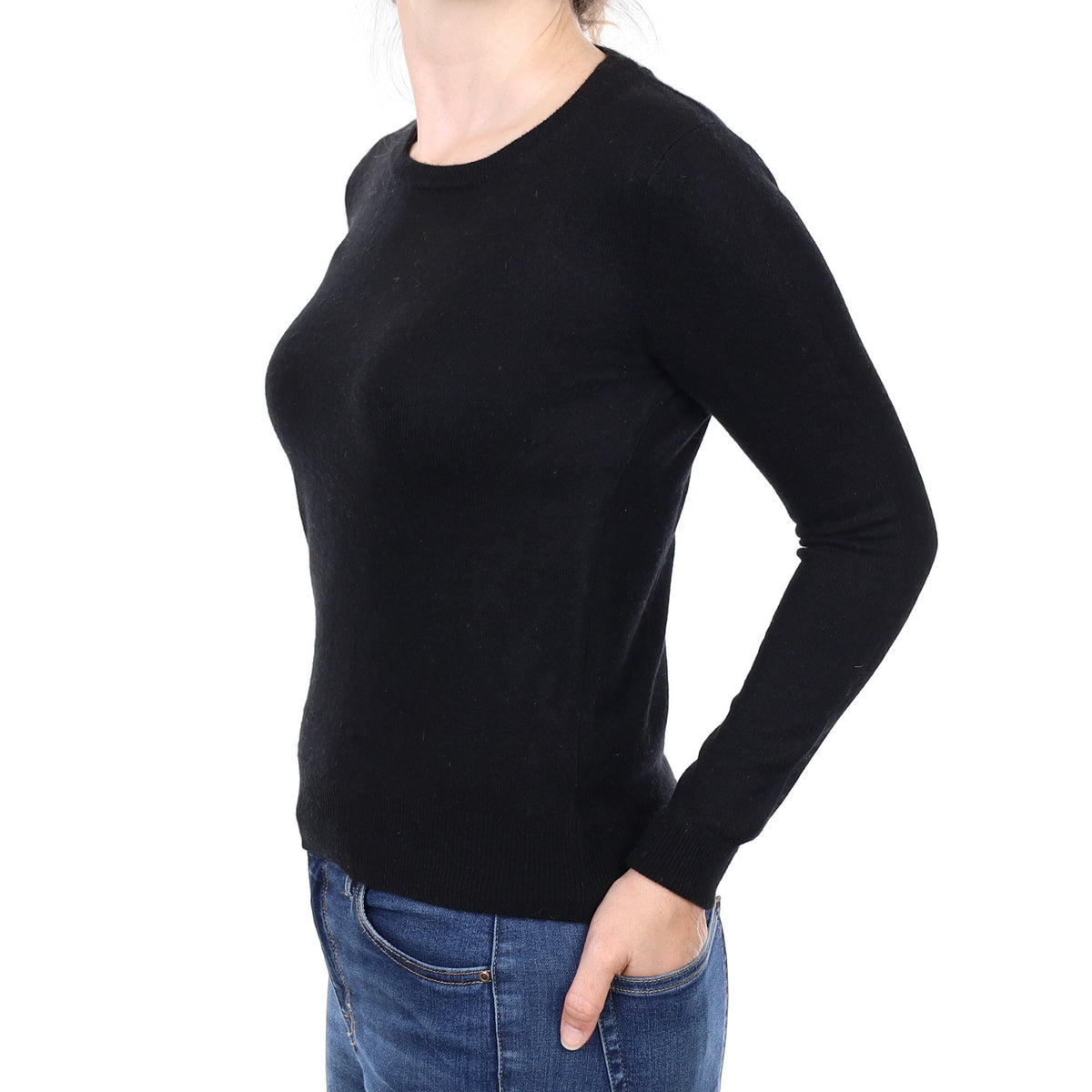 Black Cashmere Crew Neck Jumper Small