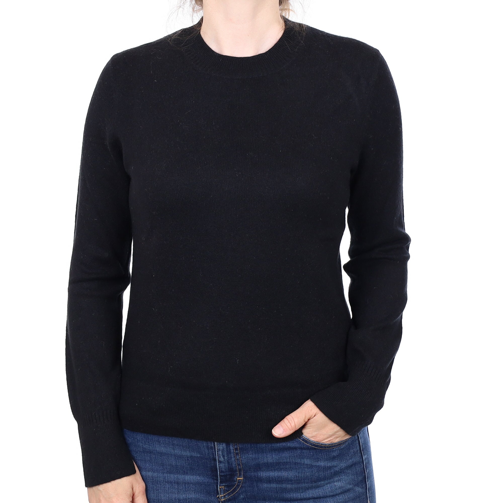 Black Cashmere Crew Neck Jumper Small