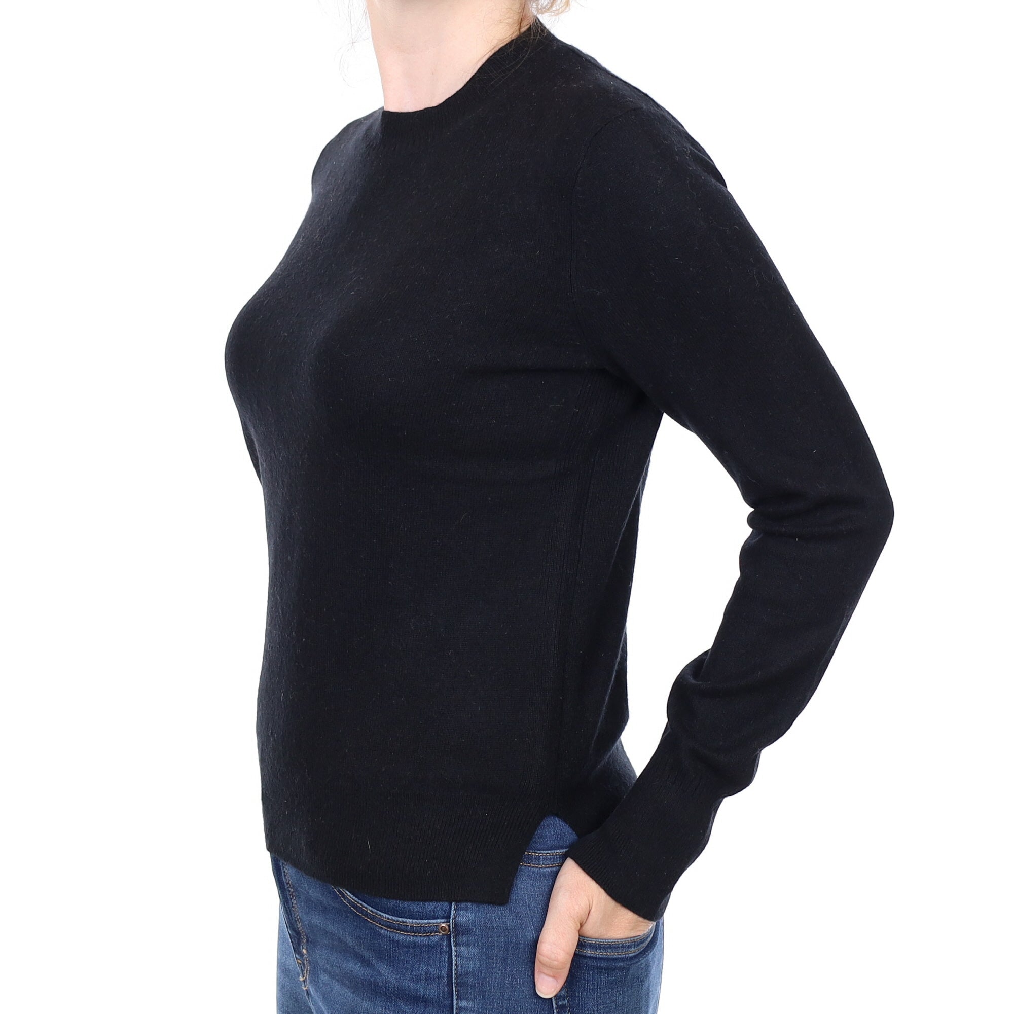 Black Cashmere Crew Neck Jumper Small