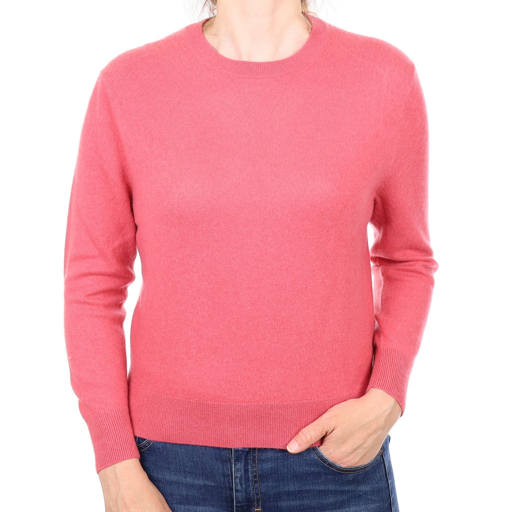 Blush Pink Cashmere Crew Neck Jumper Small