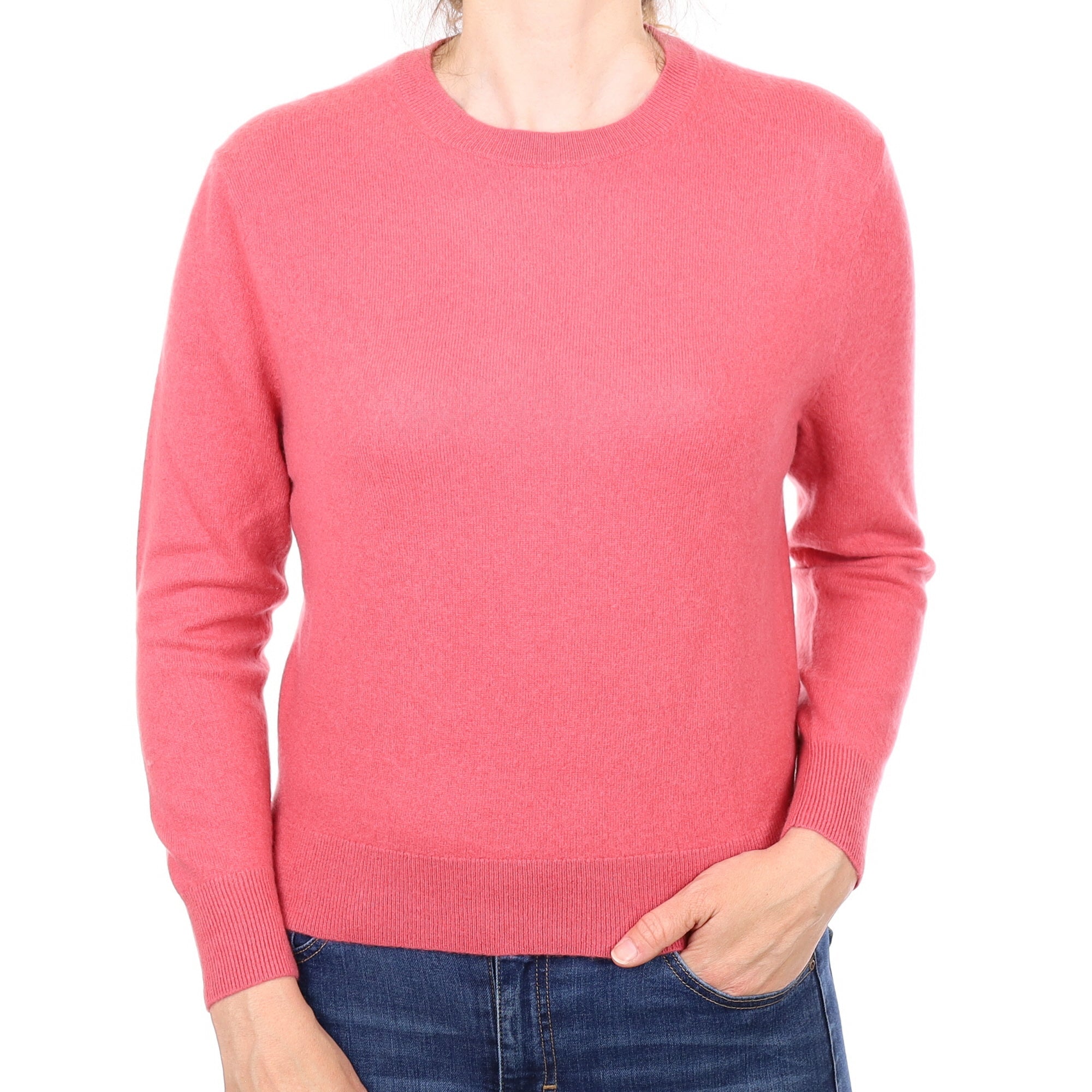 Blush Pink Cashmere Crew Neck Jumper Small