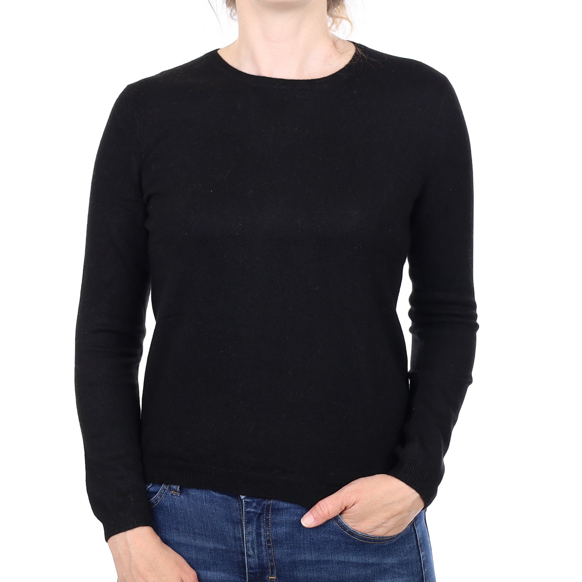 Black Cashmere Crew Neck Jumper Small