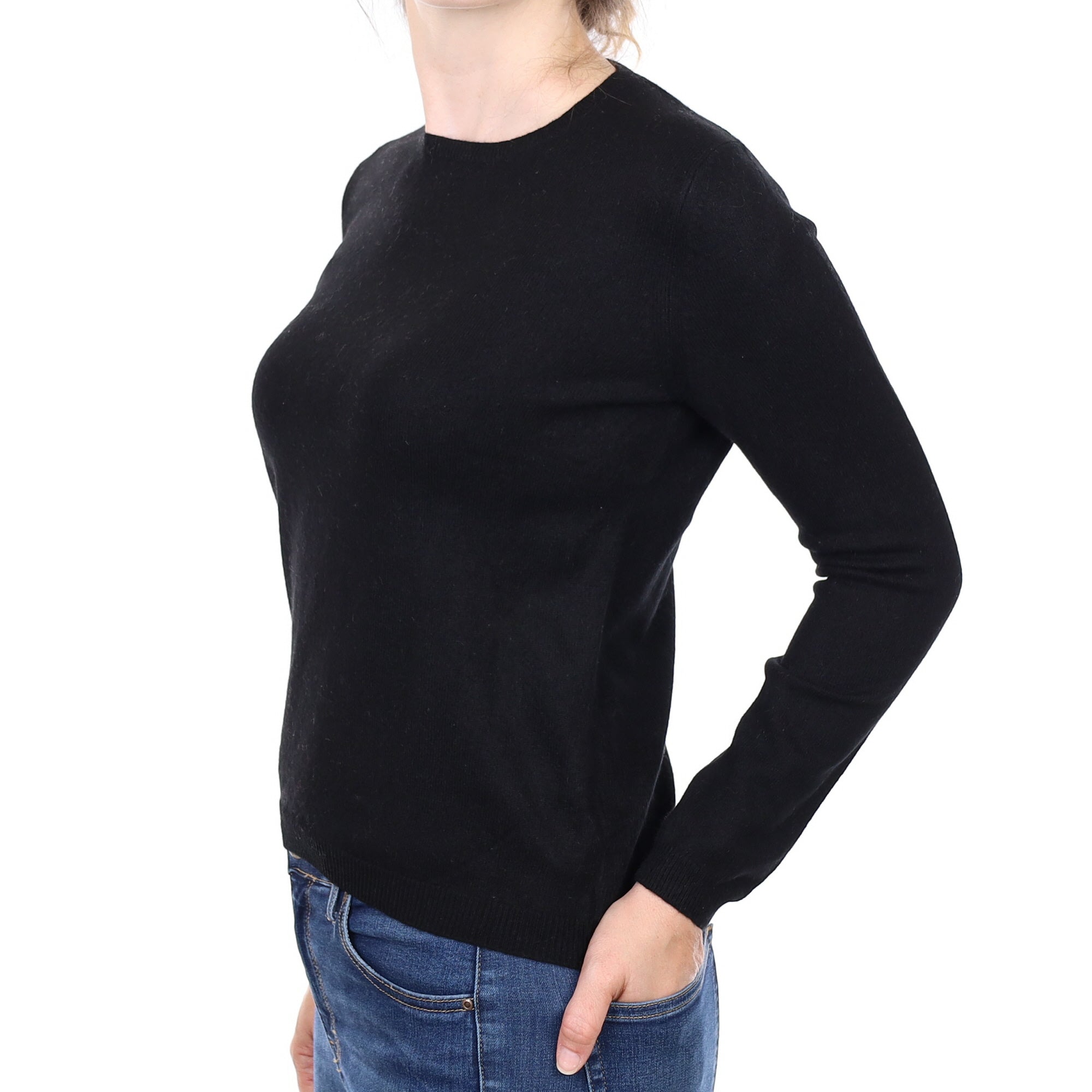Black Cashmere Crew Neck Jumper Small
