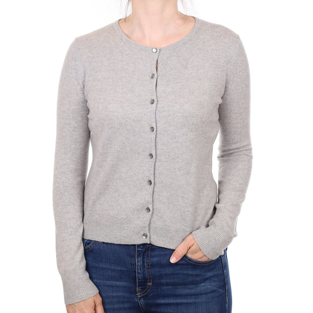 Smoke Grey Cashmere Crew Neck Cardigan Small