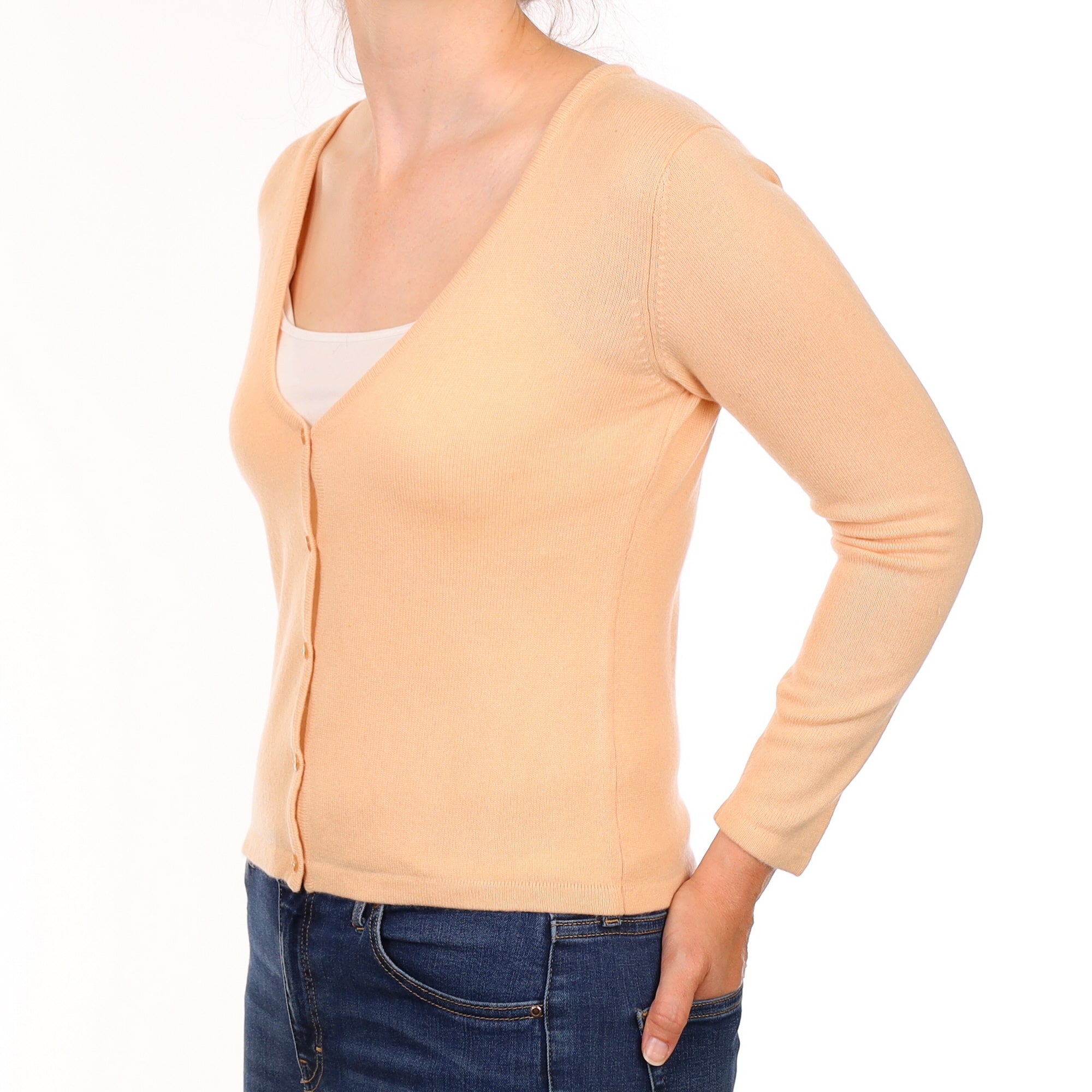 Shell Pink Cashmere V Neck Cardigan Small