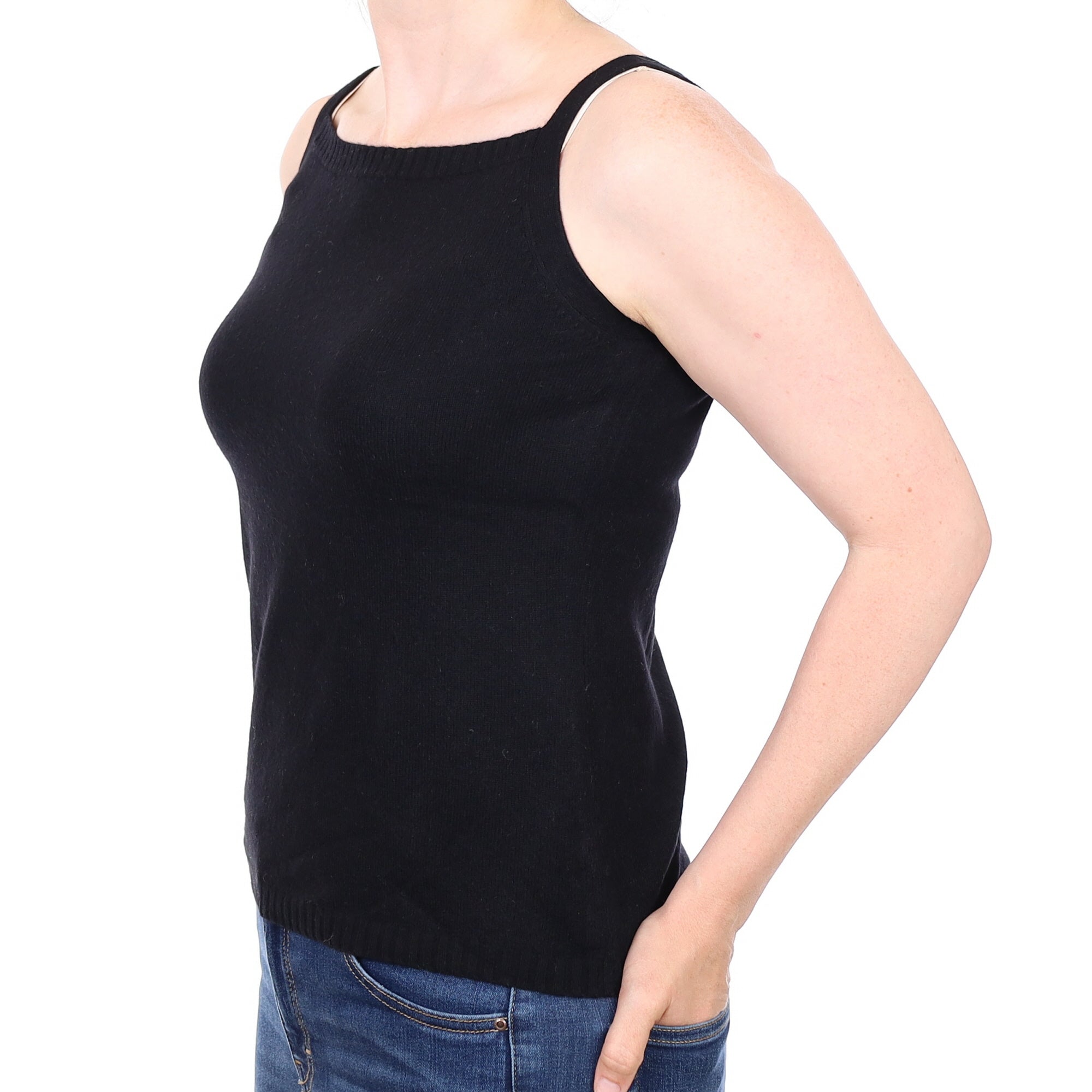 Black Cashmere Vest Top Small