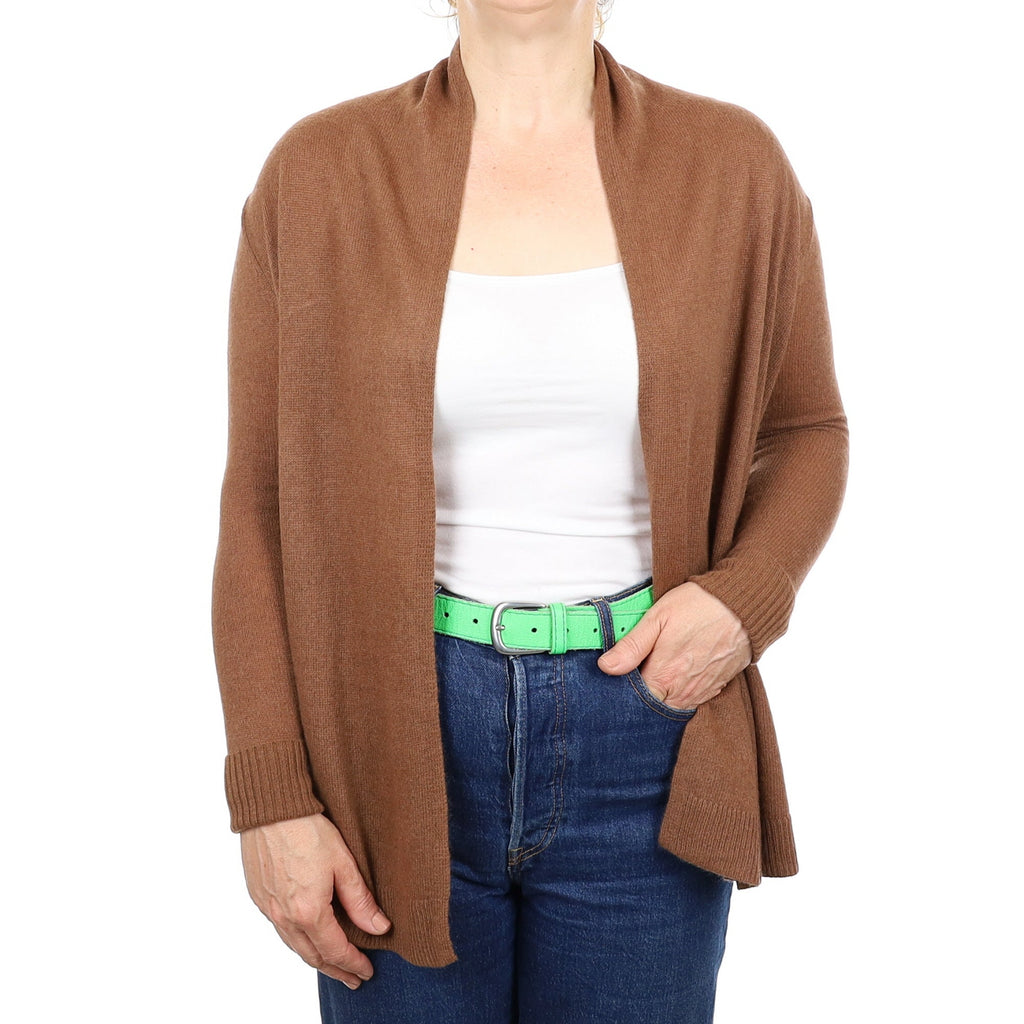 Nutmeg Brown Cashmere Edge to Edge Cardigan Medium