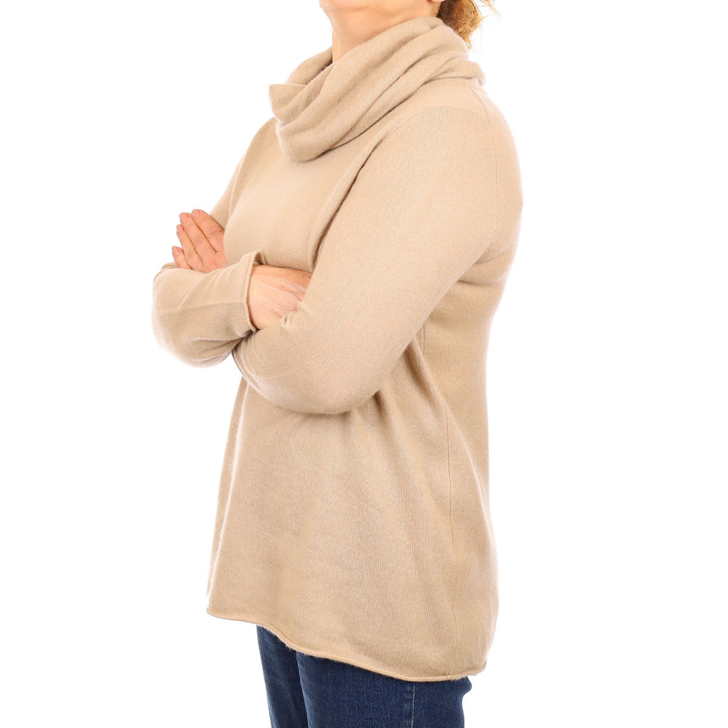 Pale Caramel Cashmere Cowl Neck Jumper Medium