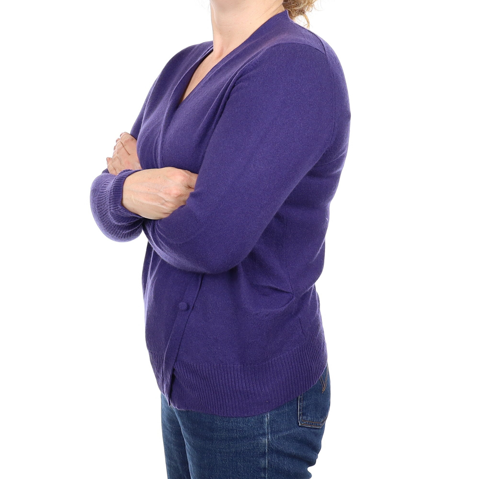 Deep Purple Cashmere Cross Over Style V Neck Jumper Medium