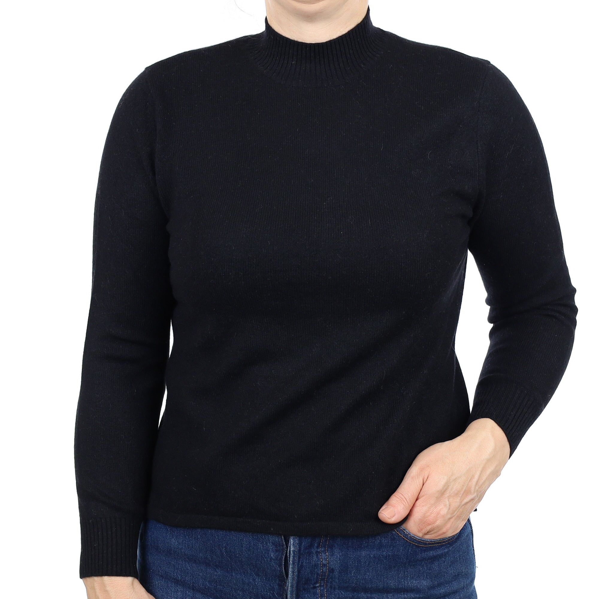 Black Cashmere Turtleneck Jumper Medium