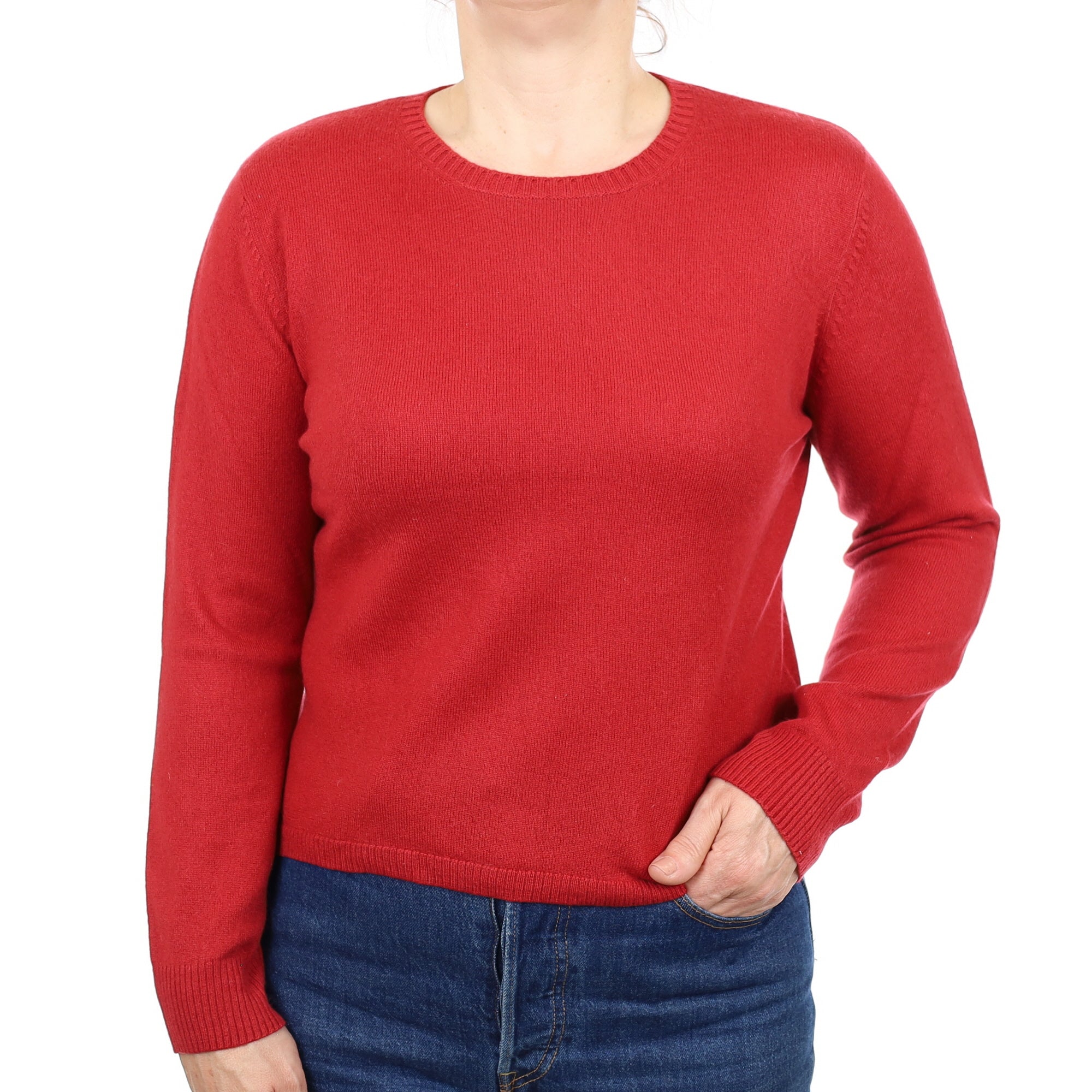 Tomato Red Cashmere Crew Neck Jumper Medium