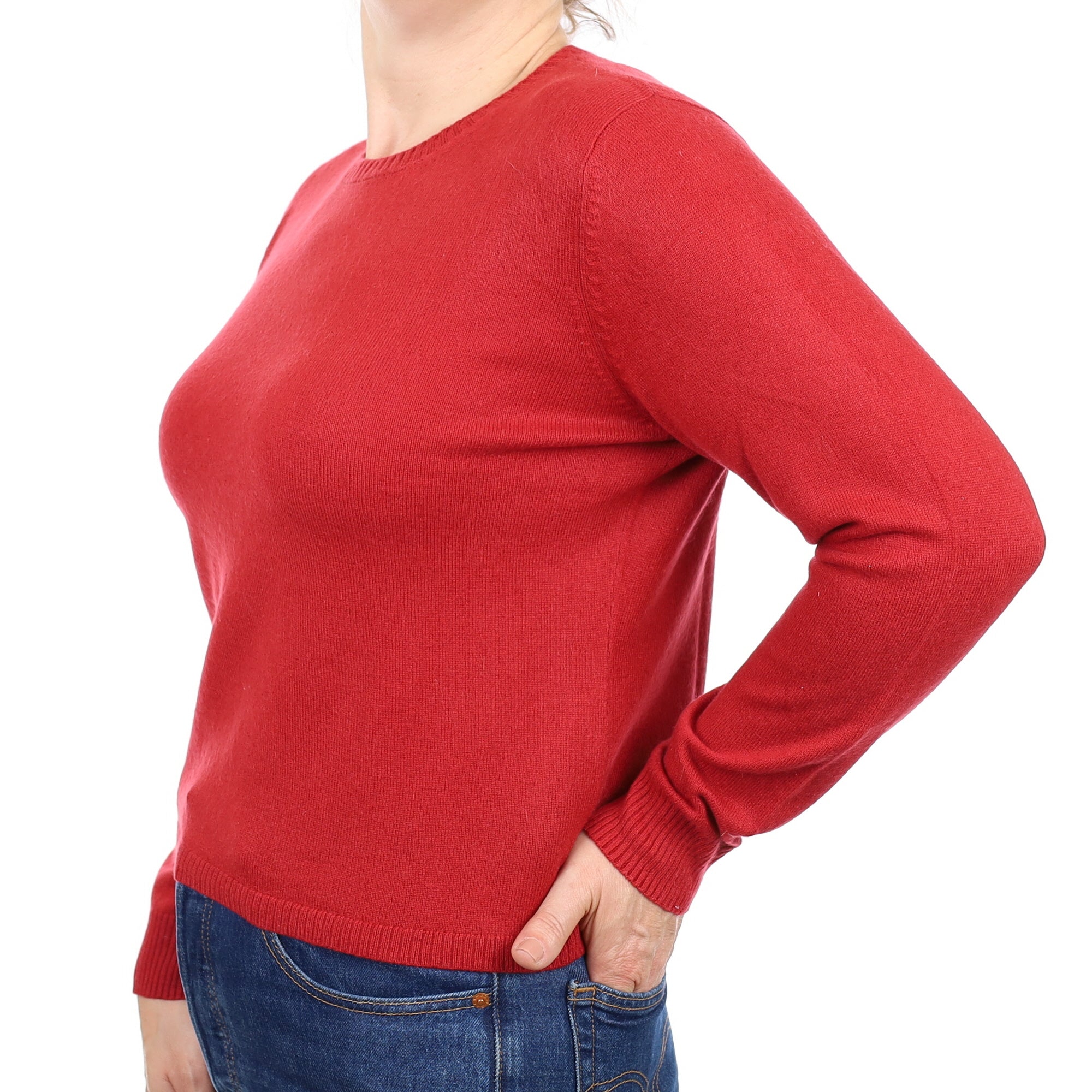 Tomato Red Cashmere Crew Neck Jumper Medium